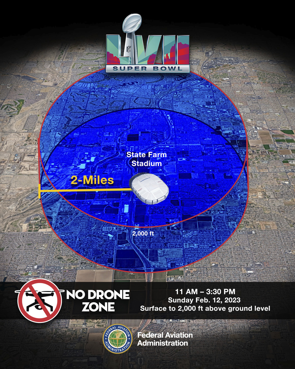 60-mile-wide 'no drone zone' planned for Super Bowl Sunday; violators could  face $30,000 fine