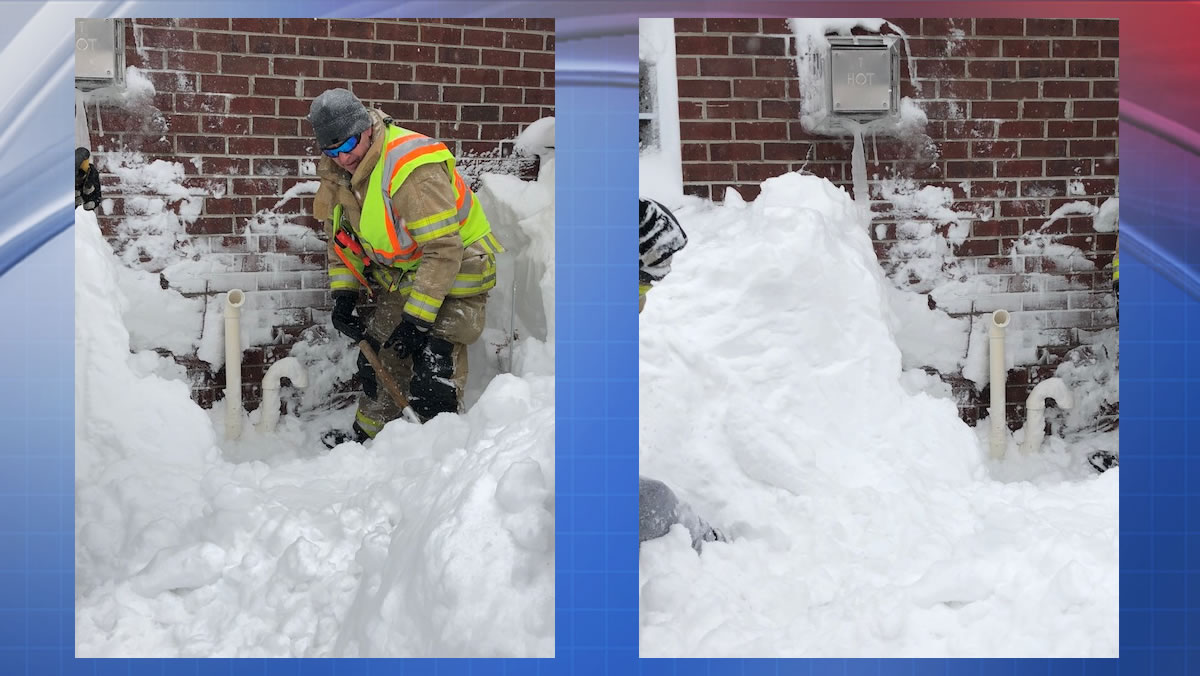 Clear deep, blowing snow from furnace vents