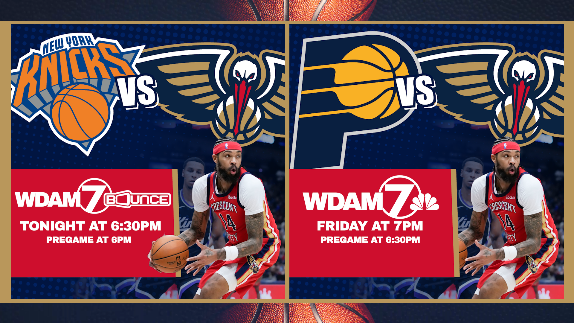 WDAM 7 to air 2 Pelicans games Tuesday on Bounce Friday on NBC