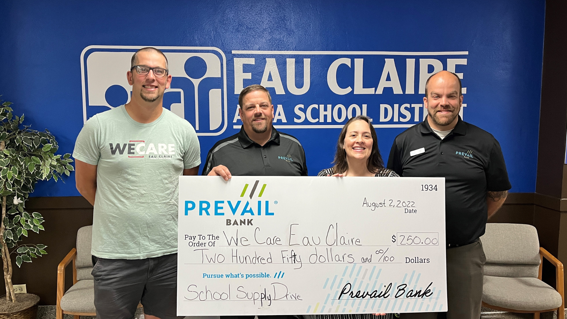 Prevail Bank donates funds for school supply drive