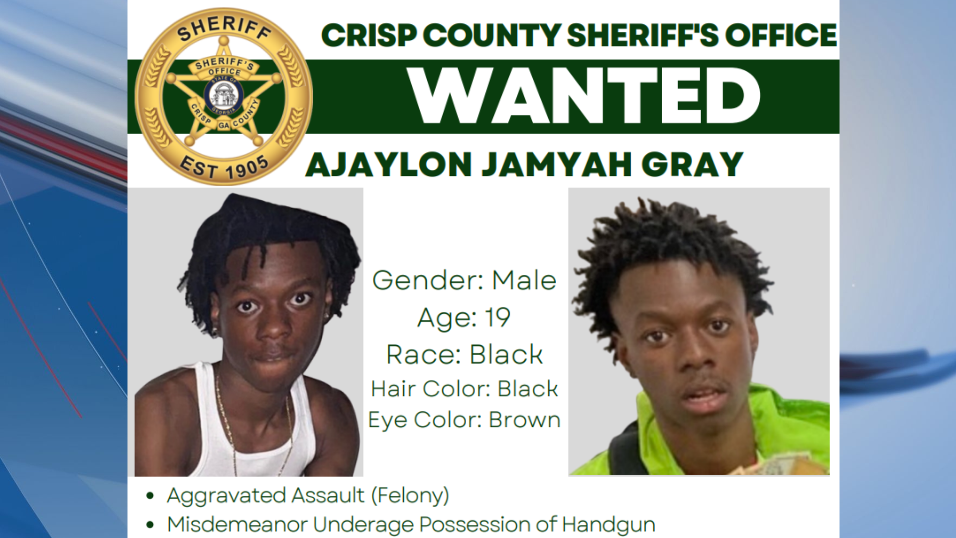 G-RAP【COMMON CRIMINALS】 Crisp Co. Sheriff's Office looking for 'armed and dangerous' man