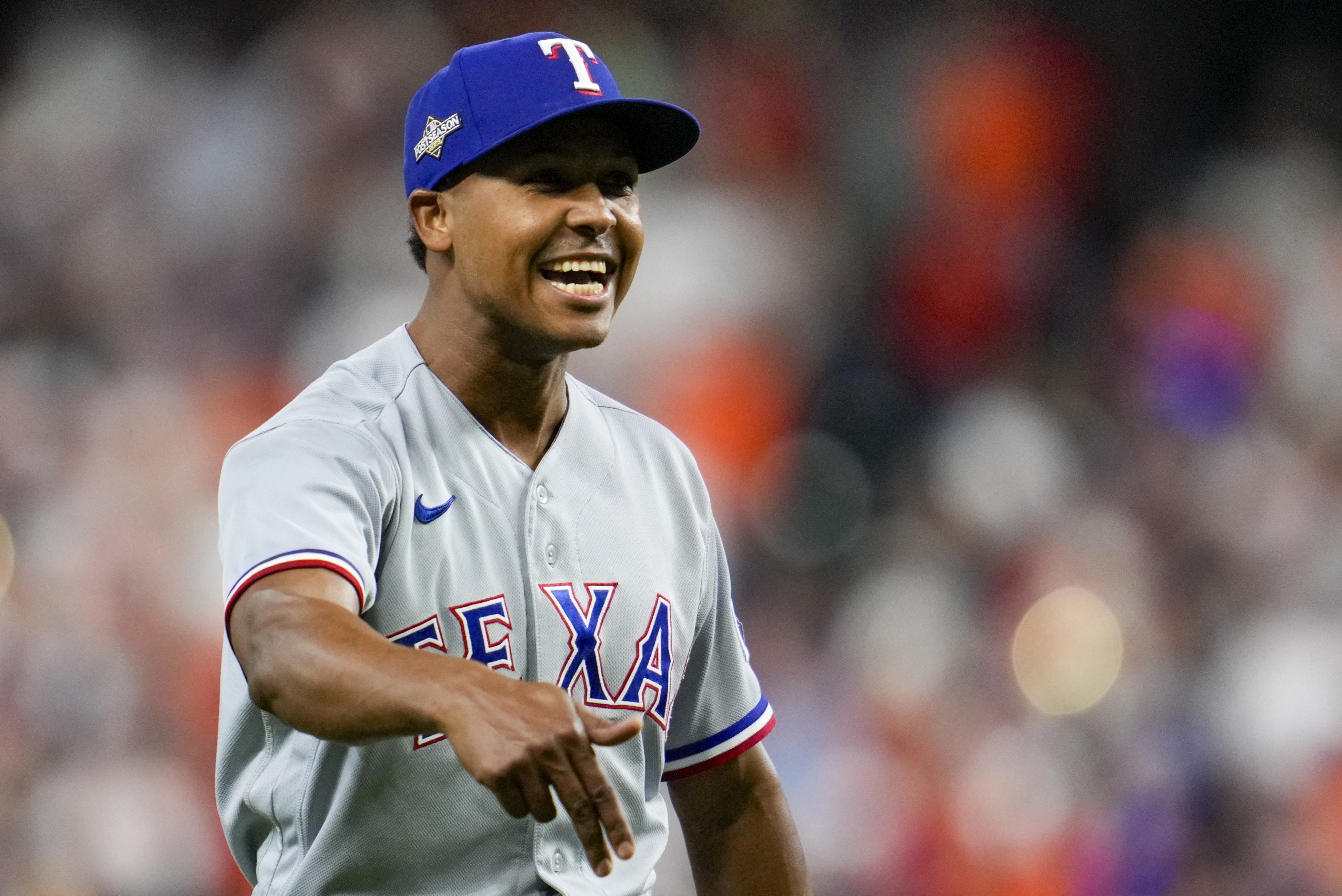 Texas Rangers' Corey Seager rounds the bases after hitting a solo home run  during a baseball game against the Houston Astros, Thursday, April 28,  2022, in Arlington, Texas. (AP Photo/Tony Gutierrez Stock