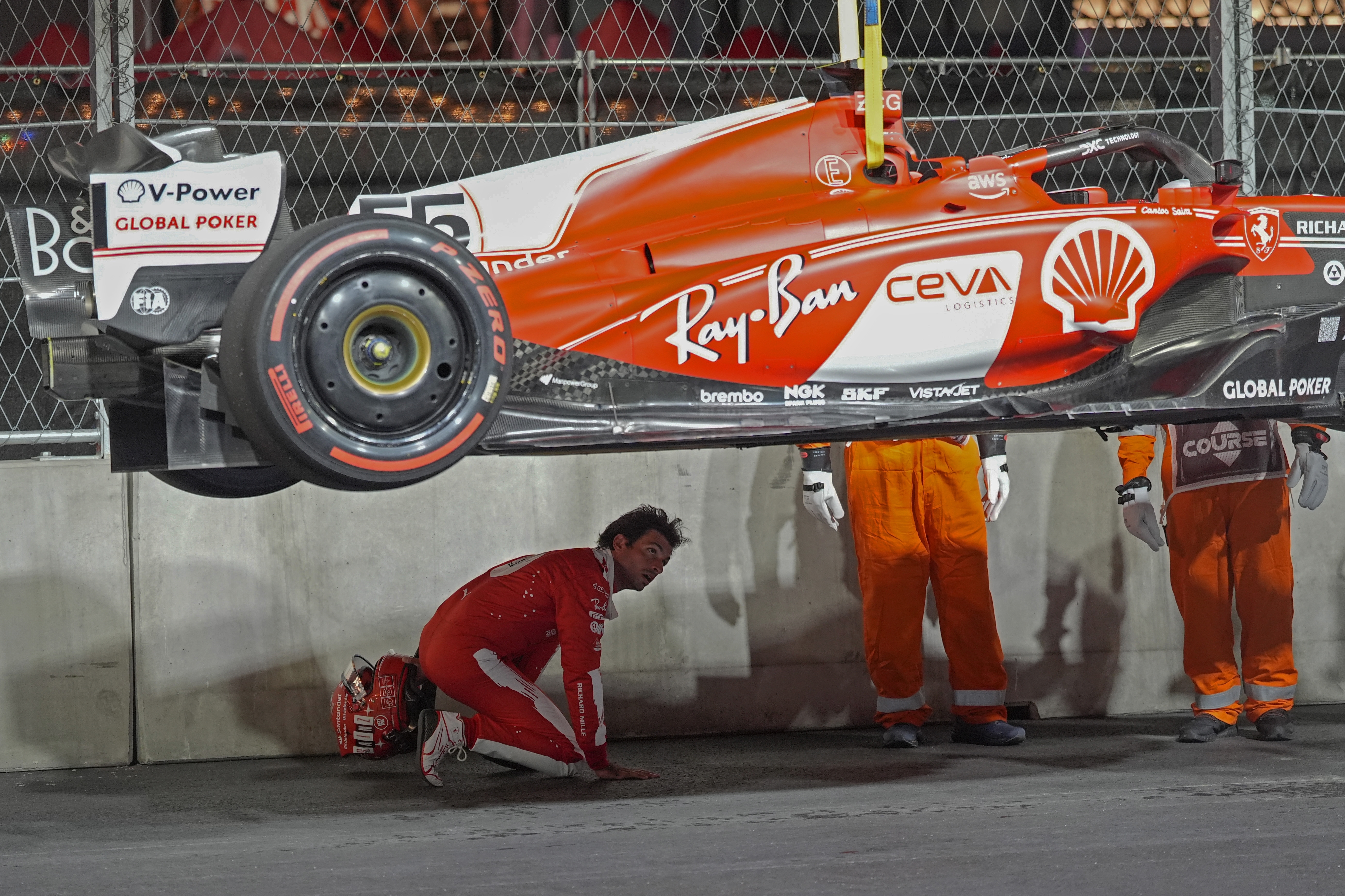 Formula One off to rough Las Vegas start. Ferrari damaged, fans told to  leave before practice ends at 4 a.m.