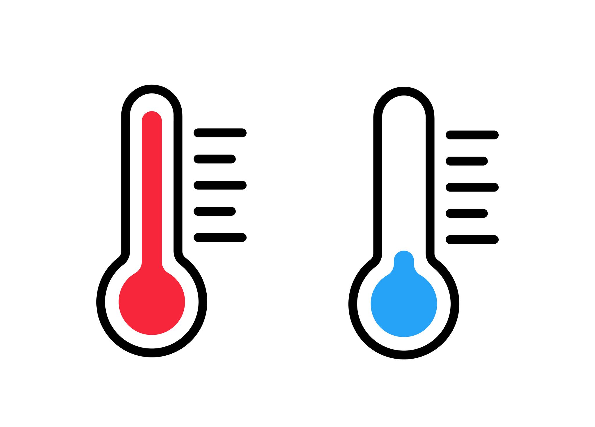 Thermometer cold and hot icon. Freeze temperature vector weather