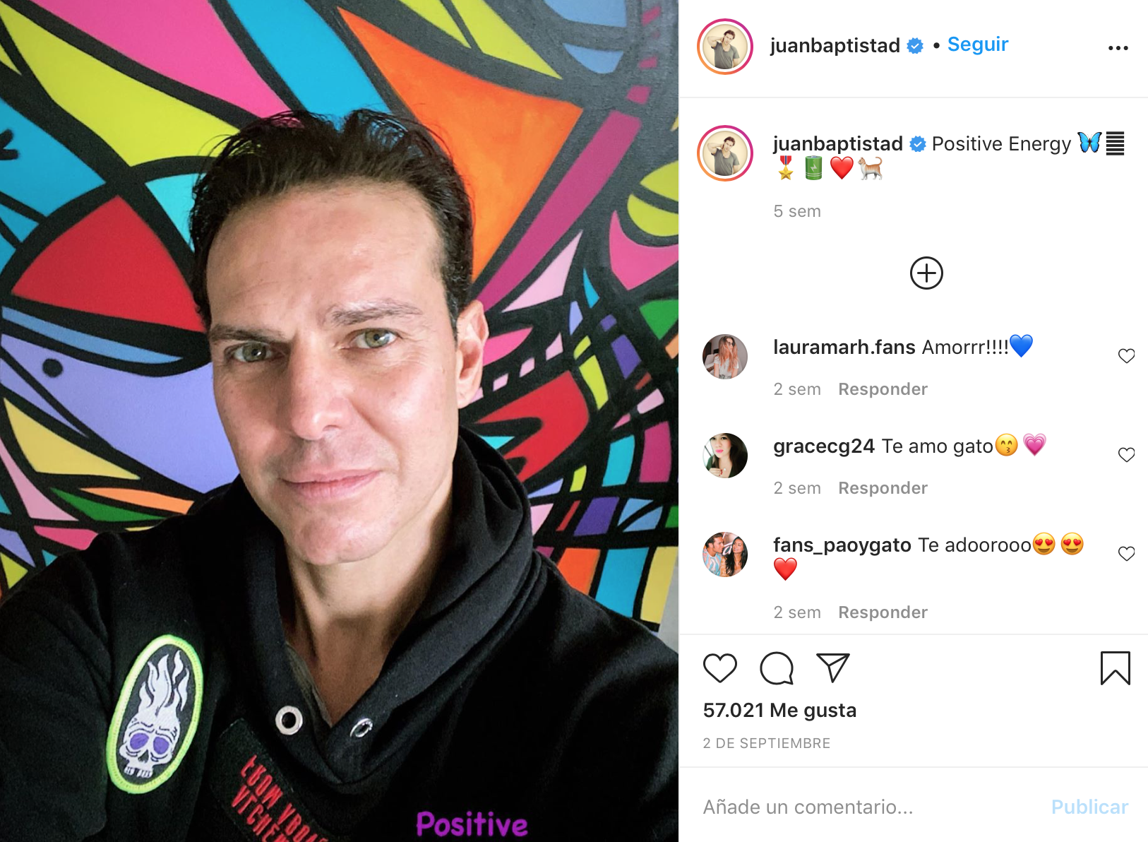 El actor siempre incentiva las "Energías positivas", como puso en su foto.