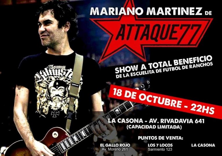 Mariano Martinez Lider De Attaque 77 Se Presentara En La Casona Via Tres Arroyos