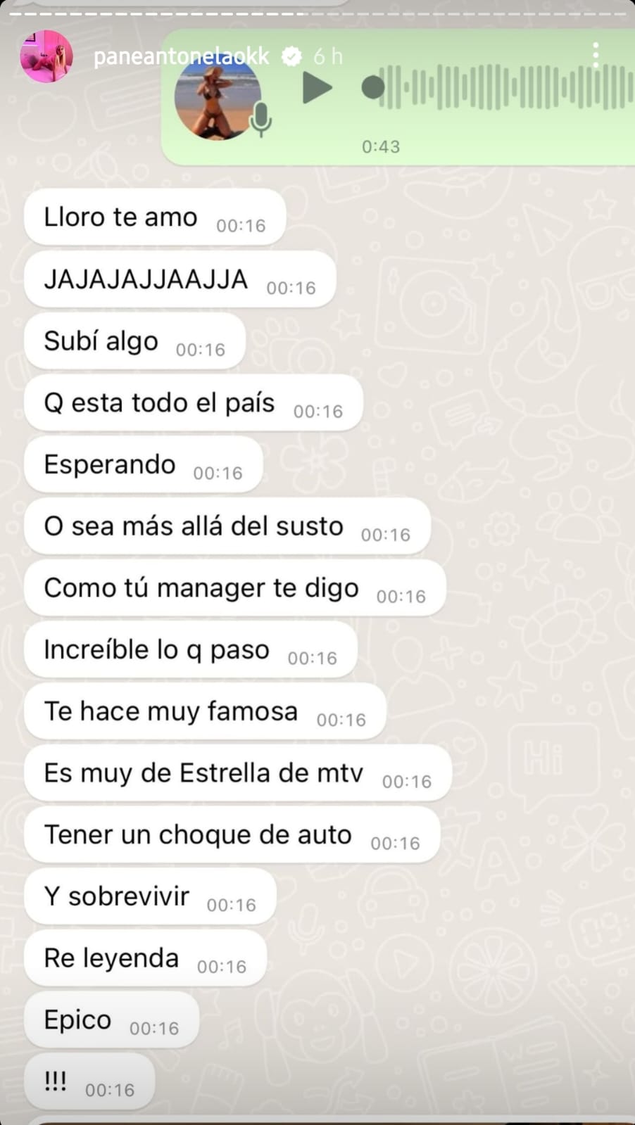 Anto Pane sufrió un tremendo accidente rumbo a Punta del Este: decí que  tenía el cinturón, sino me mataba