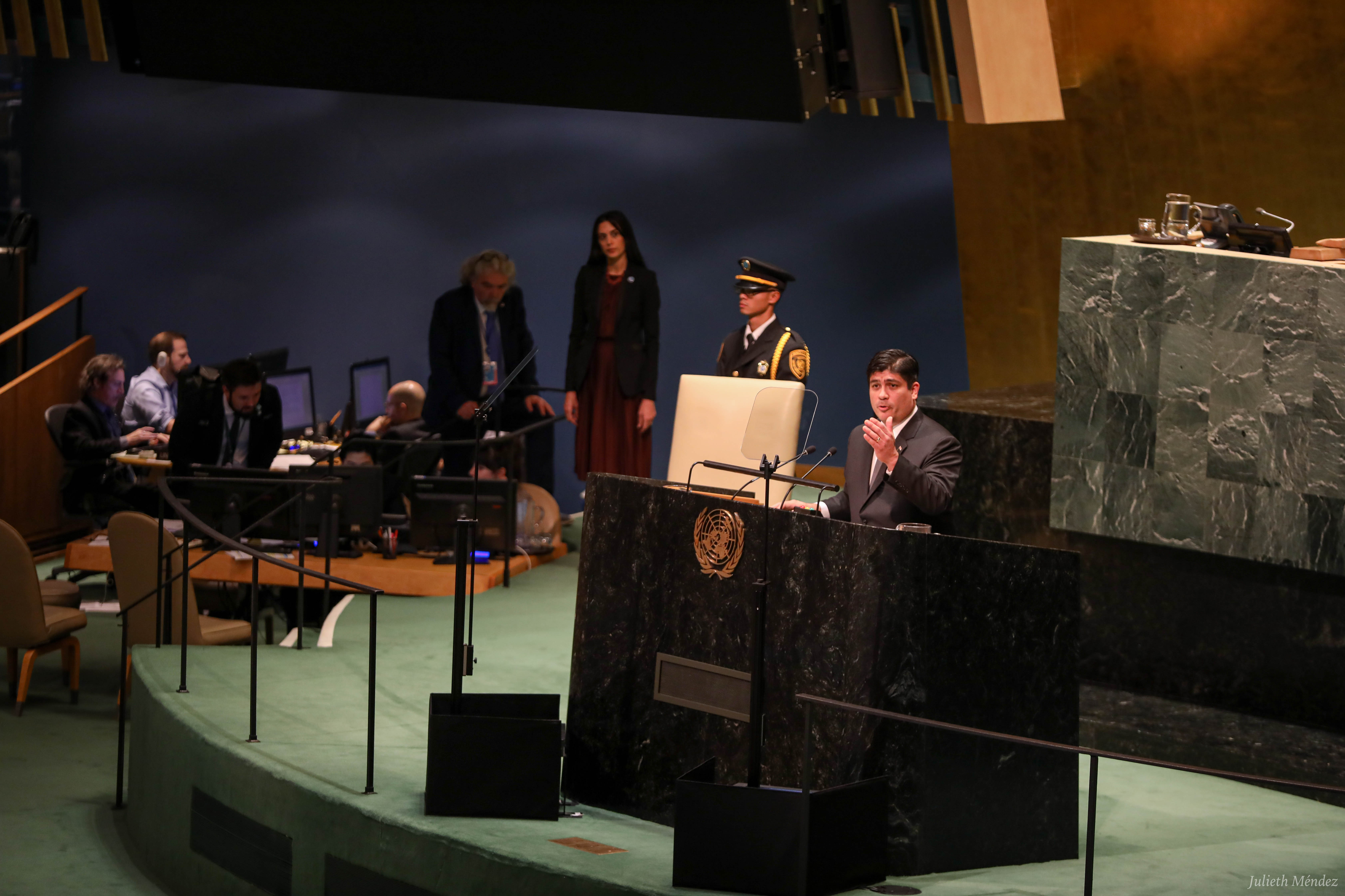 25/09/2019. Intervención del Presidente de la República, Carlos Alvarado, en la la 74° Asamblea General de la ONU. Foto Julieth Méndez / Presidencia