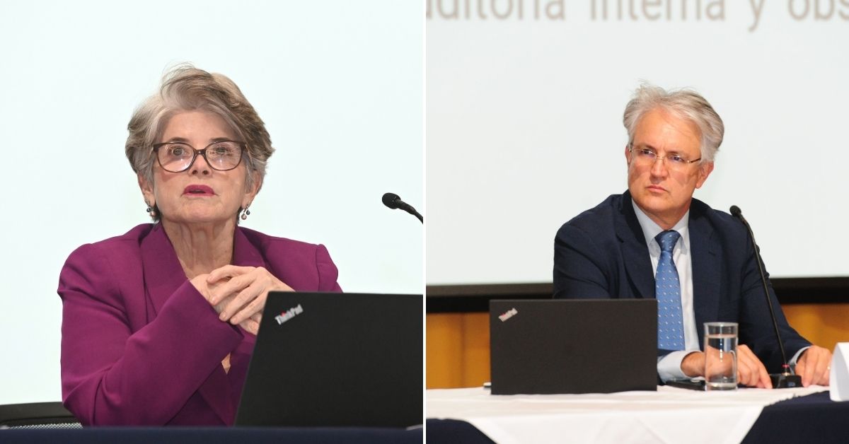 Imagen díptica que muestra a Rocío Aguilar, jerarca de Sugef y Supen, y Tomás Soley, superintendente de Sugese y Sugeval.
