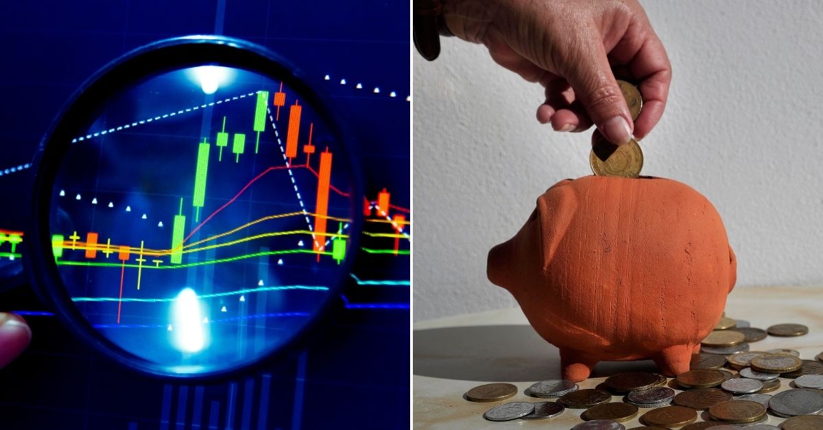 Gráfico de análisis financiero con lupa y alcancía de barro con monedas, representando diferentes estrategias de inversión en Costa Rica.