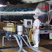 Dos Pinos, que actualmente recibe casi el 80 por ciento de los 1,2 millones de litros de leche diarios que se industrializan en el país, considera que está preparada para competir en el mercado local y cubrir cuotas negociadas en tratados de libre comercio. COMPETITIVA. | CARLOS LEóN