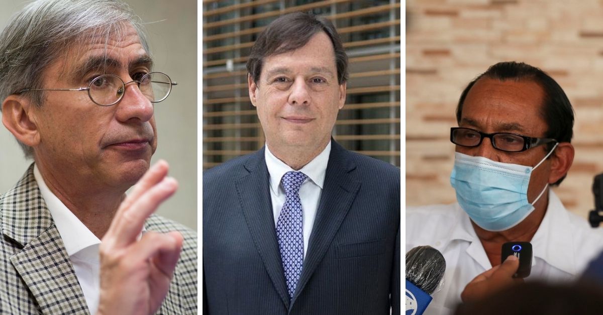 Álvaro Jenkins (centro), presidente de Uccaep, pidió reunirse con Jorge Vargas Cullel (izquierda) el miércoles en la mañana, pero no se conectó a la reunión. En vez de eso, manejó hasta San Carlos paea reunirse con Célimo Guido