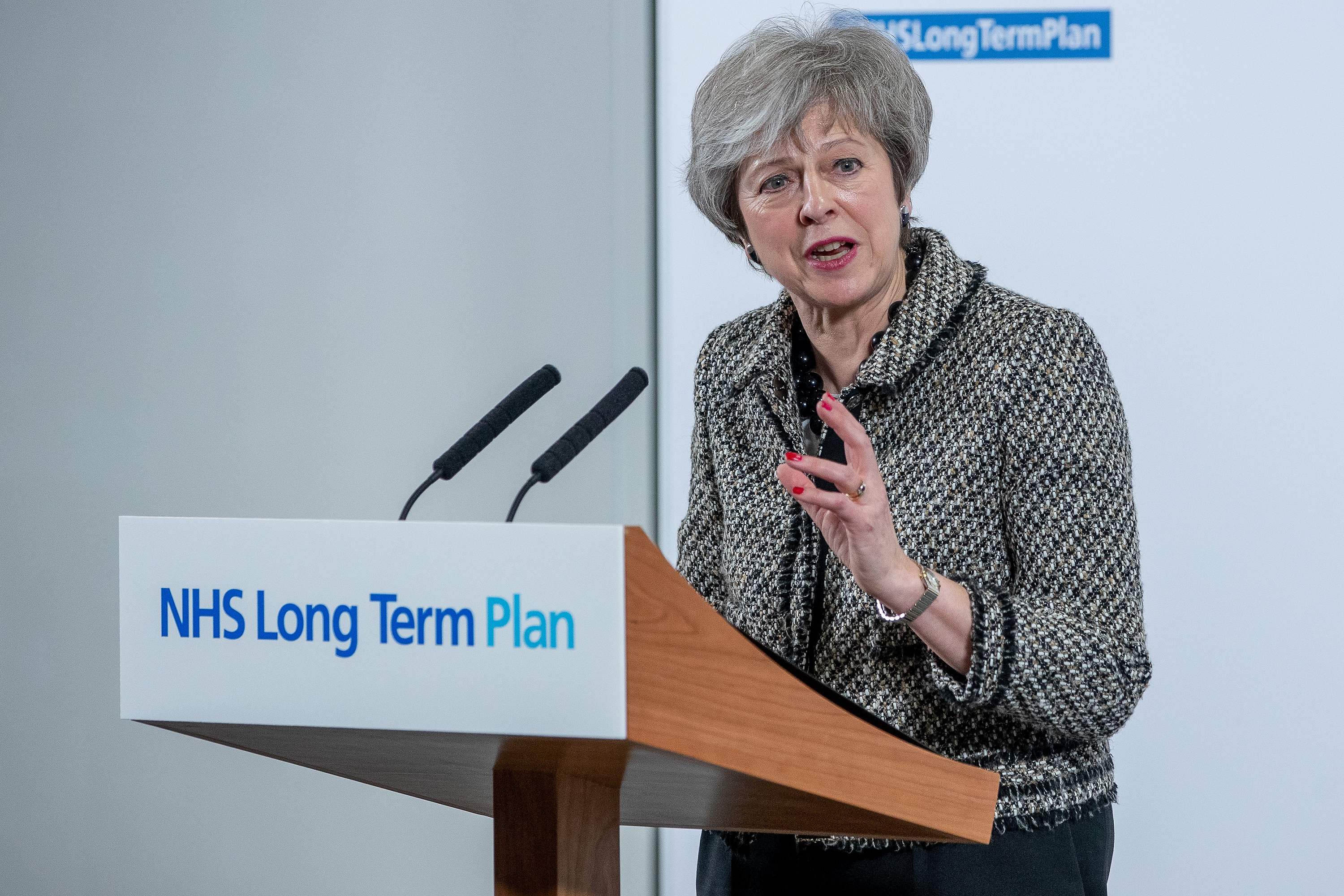 La primera ministra británica, Theresa May, participa en una actividad, en Liverpool, el 7 de enero del 2019. Foto: AFP