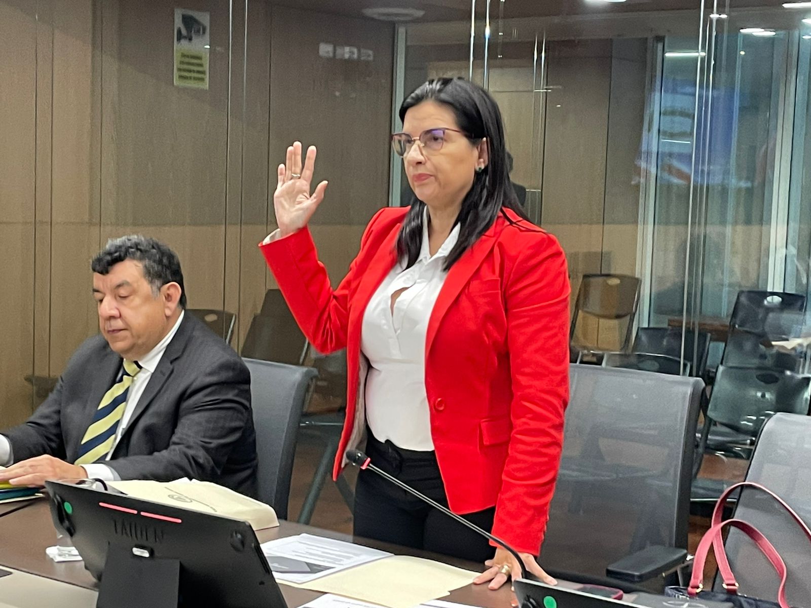 Marta Esquivel, presidenta ejecutiva de la CCSS, ante los diputados de la Comisión de Control de Ingreso y Gasto Públicos.