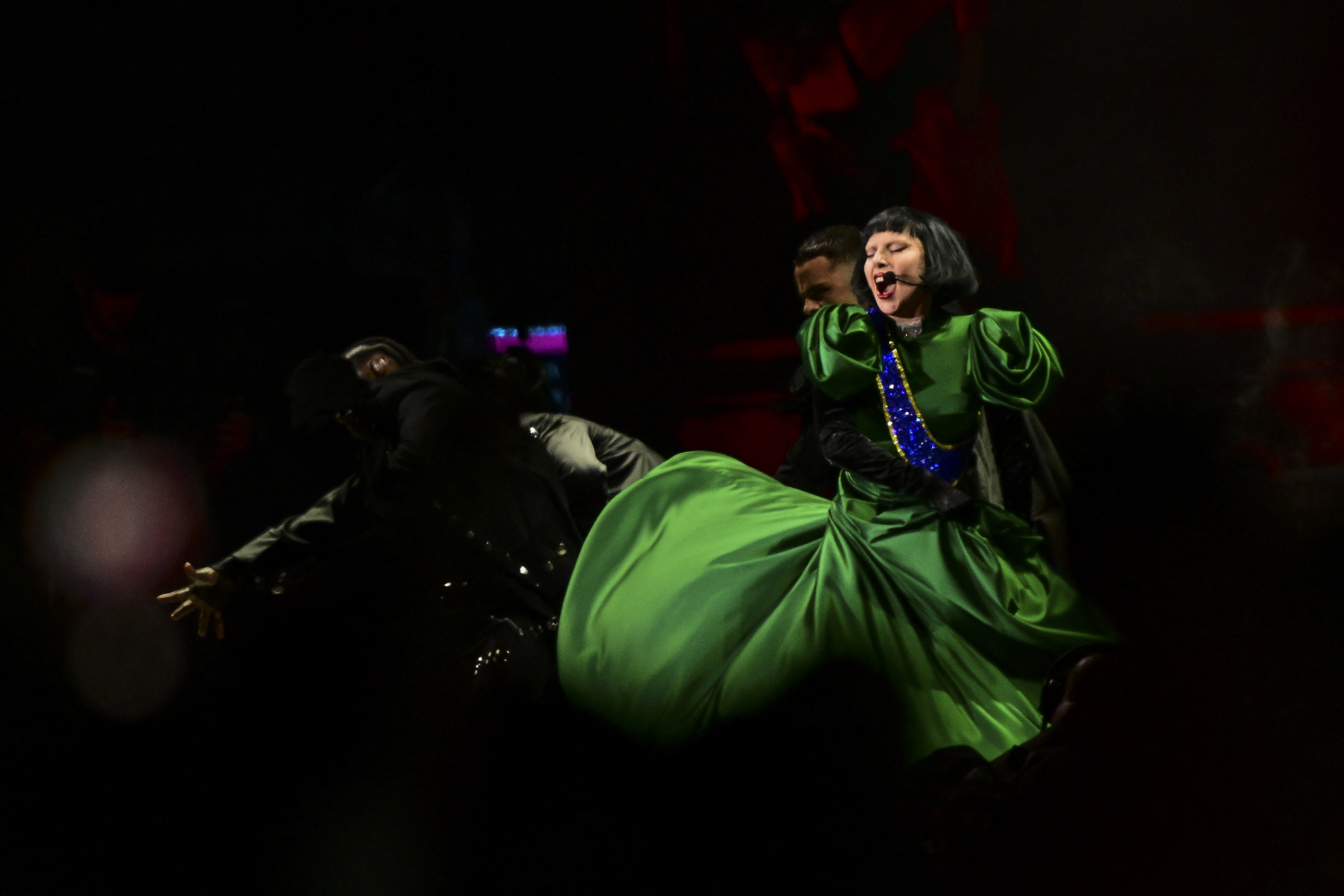 US pop star Lady Gaga performs during her concert at Copacabana beach in Rio de Janeiro, Brazil on May 3, 2025. (Photo by Pablo PORCIUNCULA / AFP)