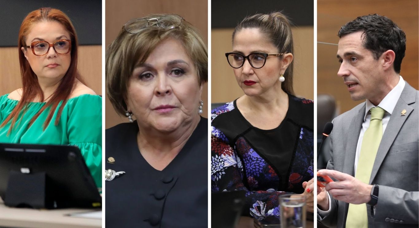 En la imagen, de izquierda a derecha, las diputadas Kattia Rivera, Rosaura Méndez y Alejandra Larios, todas del PLN, y el diputado Manuel Morales, del oficialista PPSD.