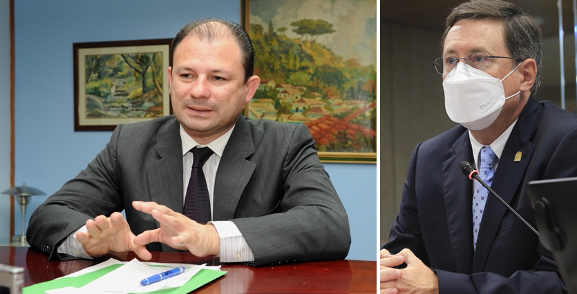El presidente ejecutivo de la Caja, Román Macaya, y los directivos Christian Steinvorth (representante de los patronos) y José Loría (representante de los trabajadores) alegaron presunción de inocencia para nombrar a gerente financiero, Gustavo Picado, quien enfrenta investigación por políticas salariales. La Nación.