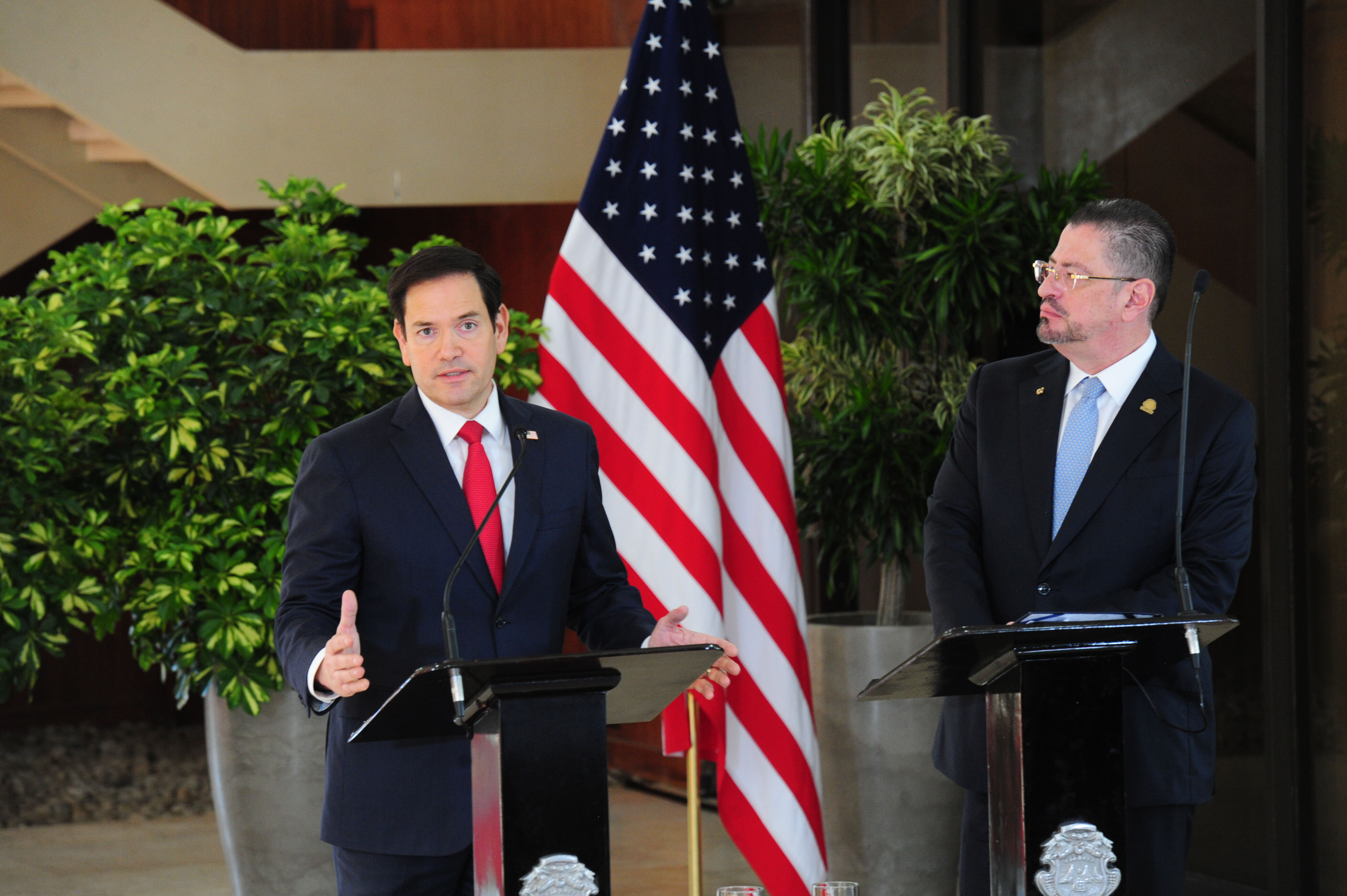 04/02/2025 Casa Presidencial, visita del secretario de Estado de Estados Unidos, Marco Rubio al país, lo acompaña el Sr presidente Rodrigo Chaves, fotografía: Marvin Caravaca