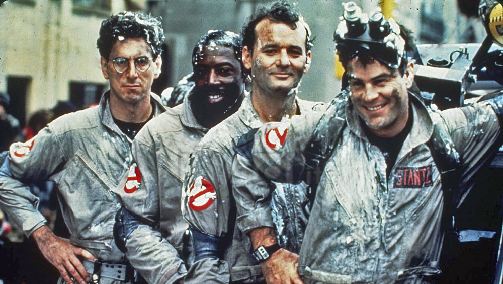 Harold Ramis (Egon), Ernie Hudson (Winston), Bill Murray (Peter) y Dan Aykroyd (Ray), los cuatro cazafantasmas. Archivo