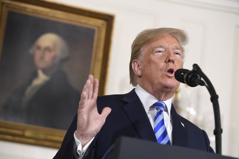 Donald Trump anunció desde la Casa Blanca su decisión de abandonar el tratado con Irán. / AFP PHOTO / SAUL LOEB
