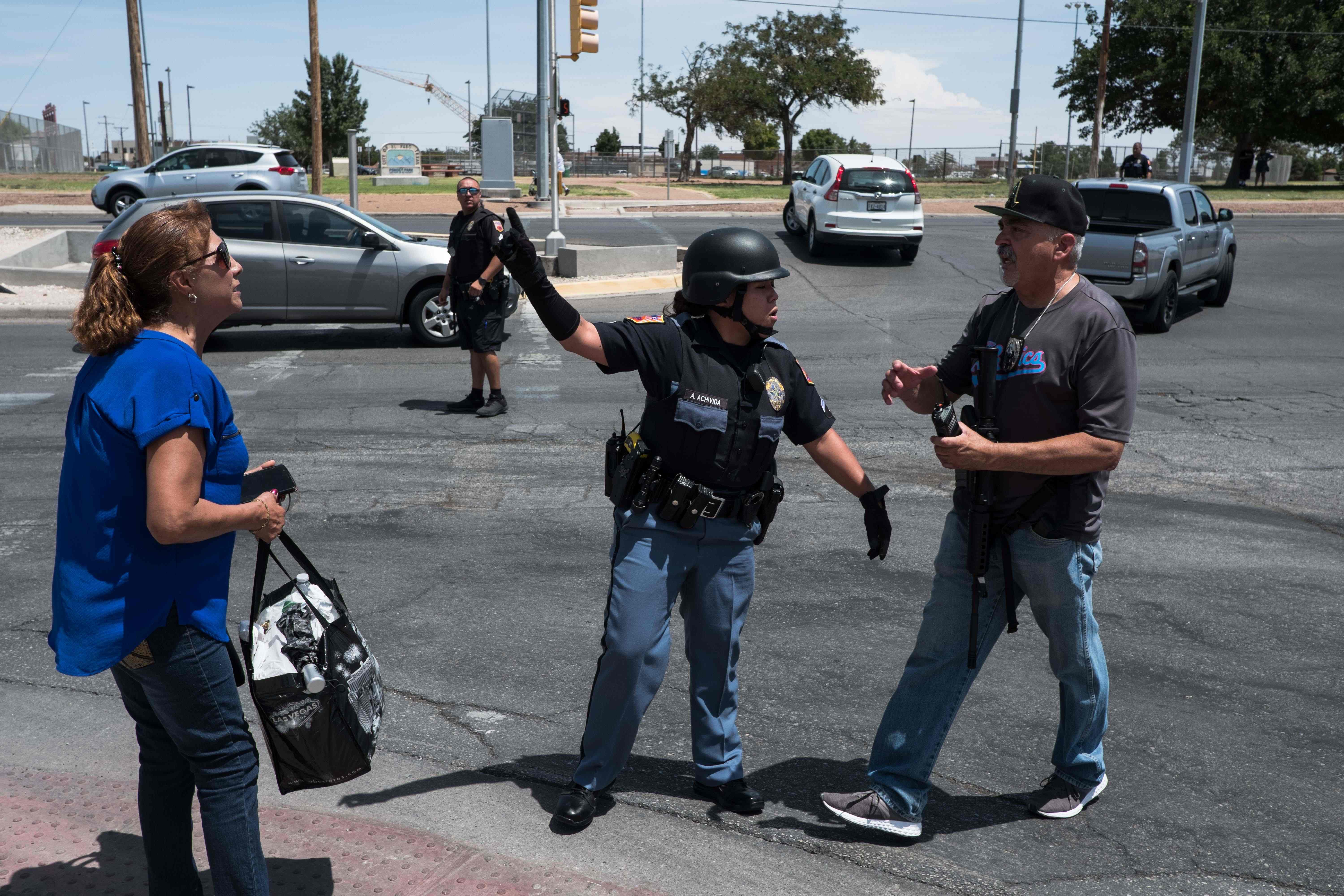 Law enforcement agencies respond to an active shooter at a Wal-Mart near Cielo Vista Mall in El Paso, Texas, Saturday, Aug. 3, 2019. - Police said there may be more than one suspect involved in an active shooter situation Saturday in El Paso, Texas. City police said on Twitter they had received "multi reports of multipe shooters." There was no immediate word on casualties. (Photo by Joel Angel JUAREZ / AFP)