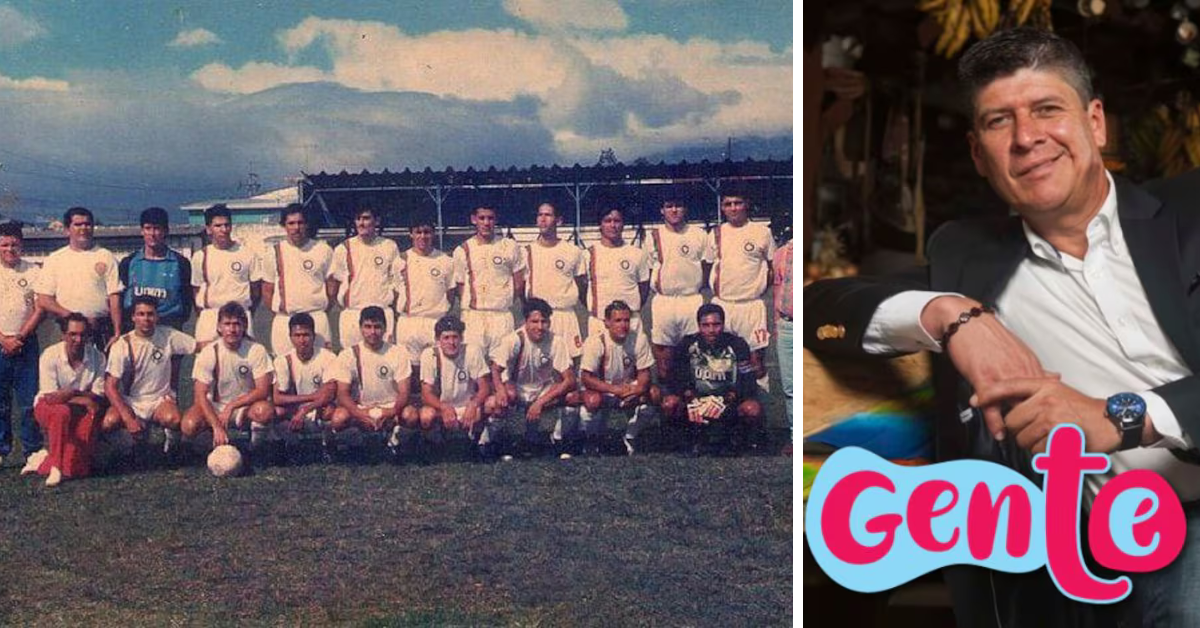 foto grupal con locutor Carlos Álvarez como portero
