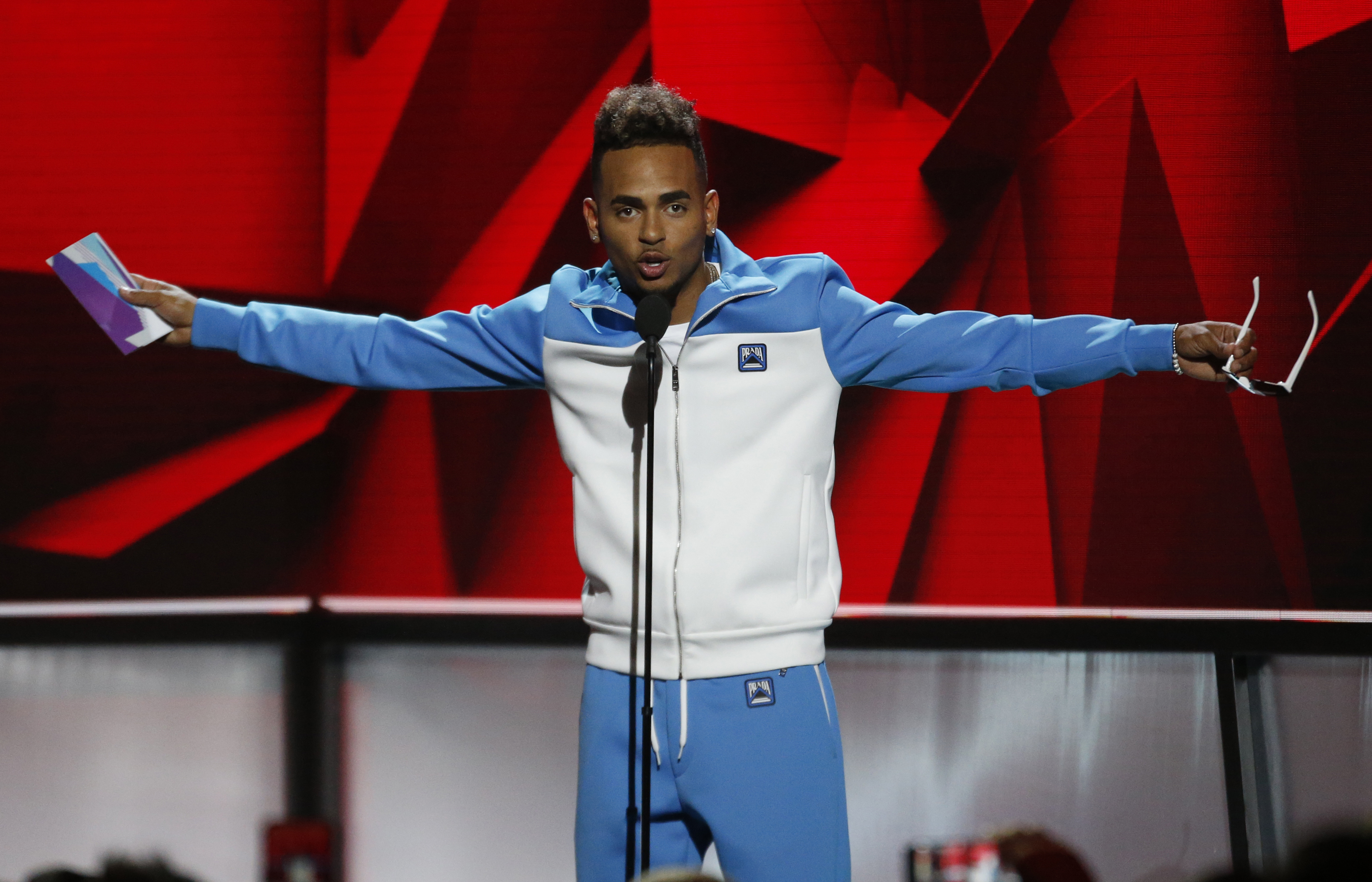 Ozuna accepts the award for artist of the year at the Billboard Latin Music Awards on Thursday, April 25, 2019, at the Mandalay Bay Events Center in Las Vegas. (Photo by Eric Jamison/Invision/AP)