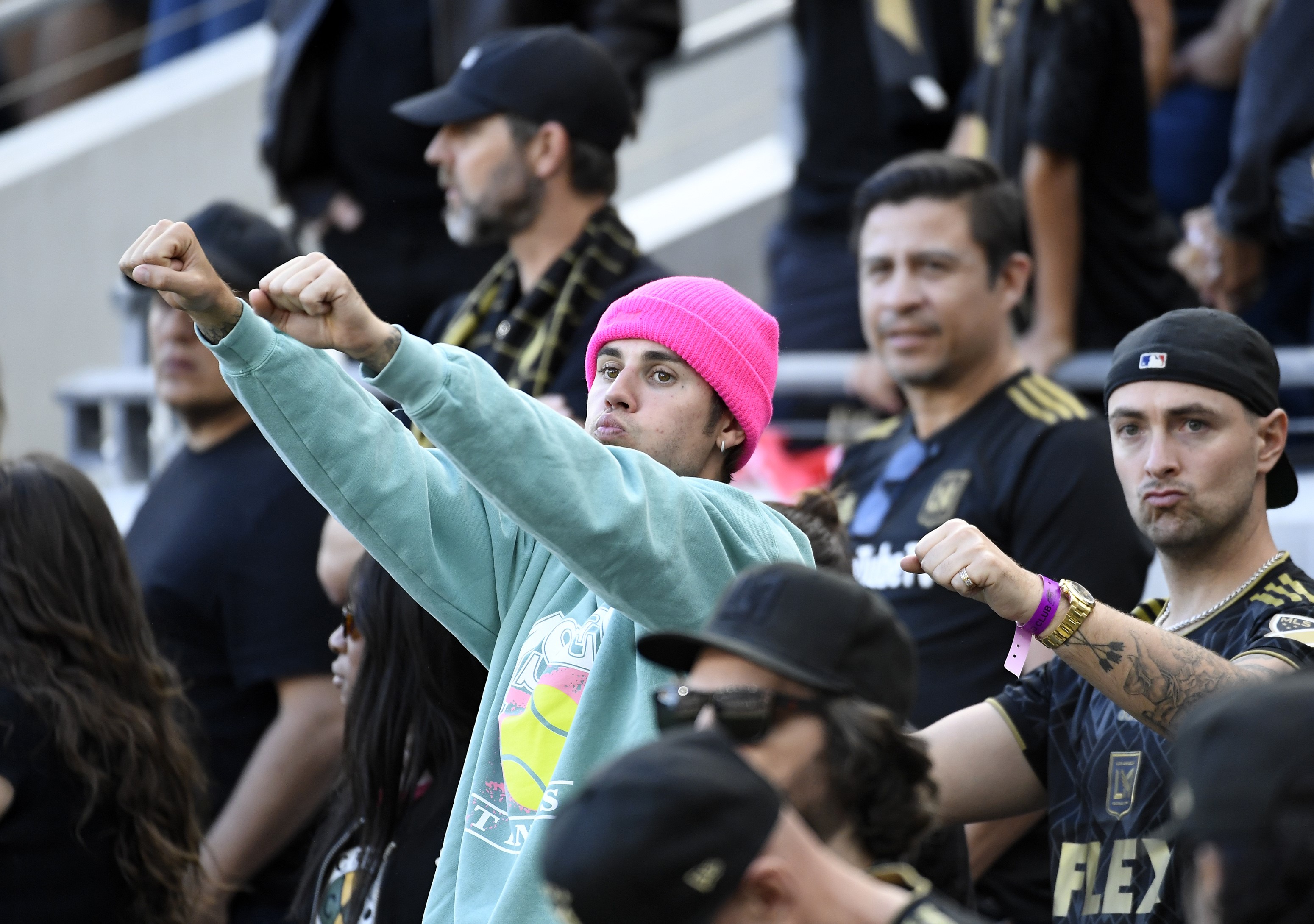 LOS ANGELES, CA - NOVEMBER 05: Justin Bieber attends the 2022 MLS Cup Final between Los Angeles FC and Philadelphia Union at Banc of California Stadium on November 5, 2022 in Los Angeles, California. Kevork Djansezian/Getty Images/AFP