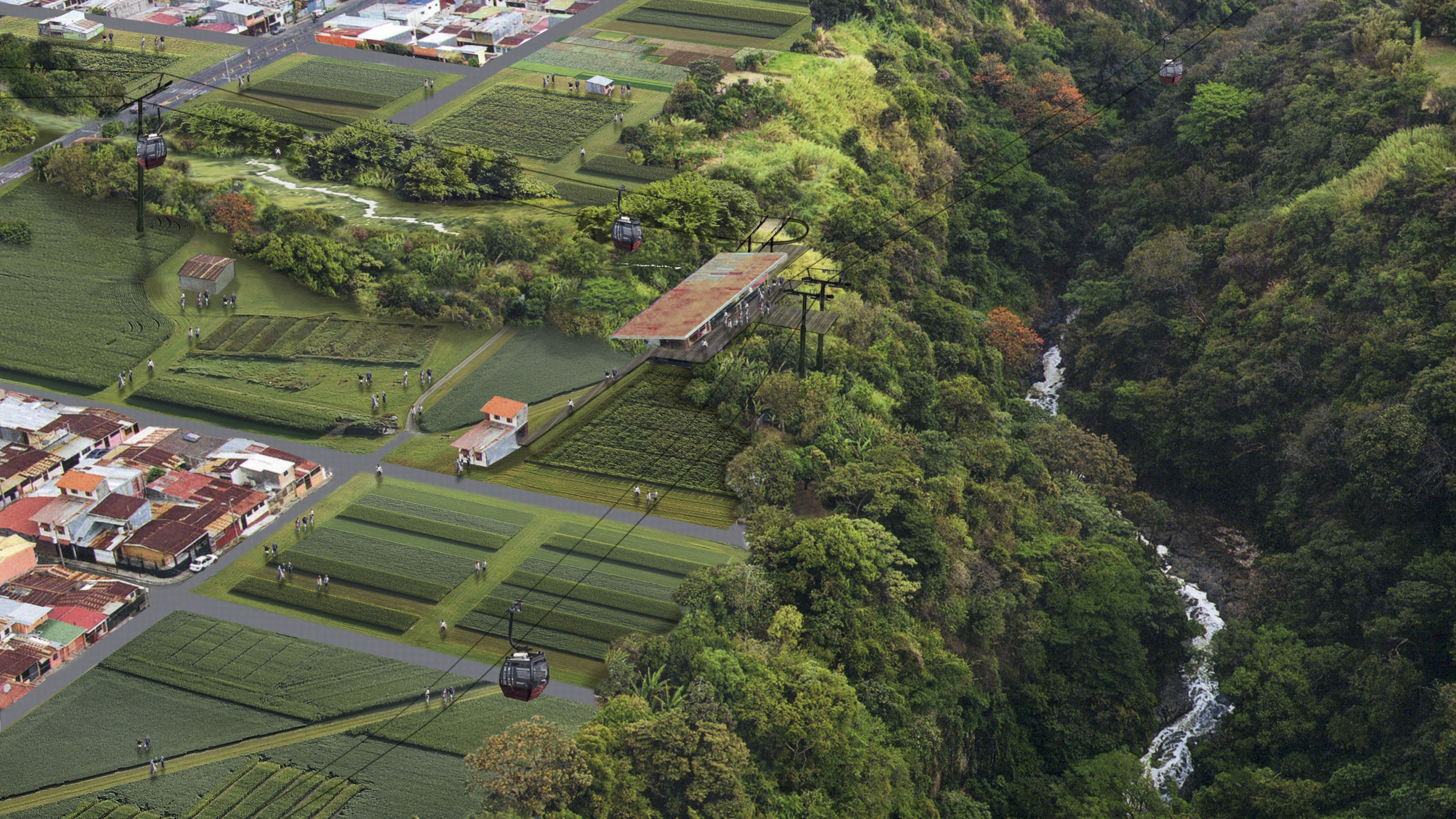 La idea fue concebida por el arquitecto John Osborne en el 2013. En su diseño utilizó fotografías del libro Costa Rica Aérea, de Sergio y Giancarlo Pucci.