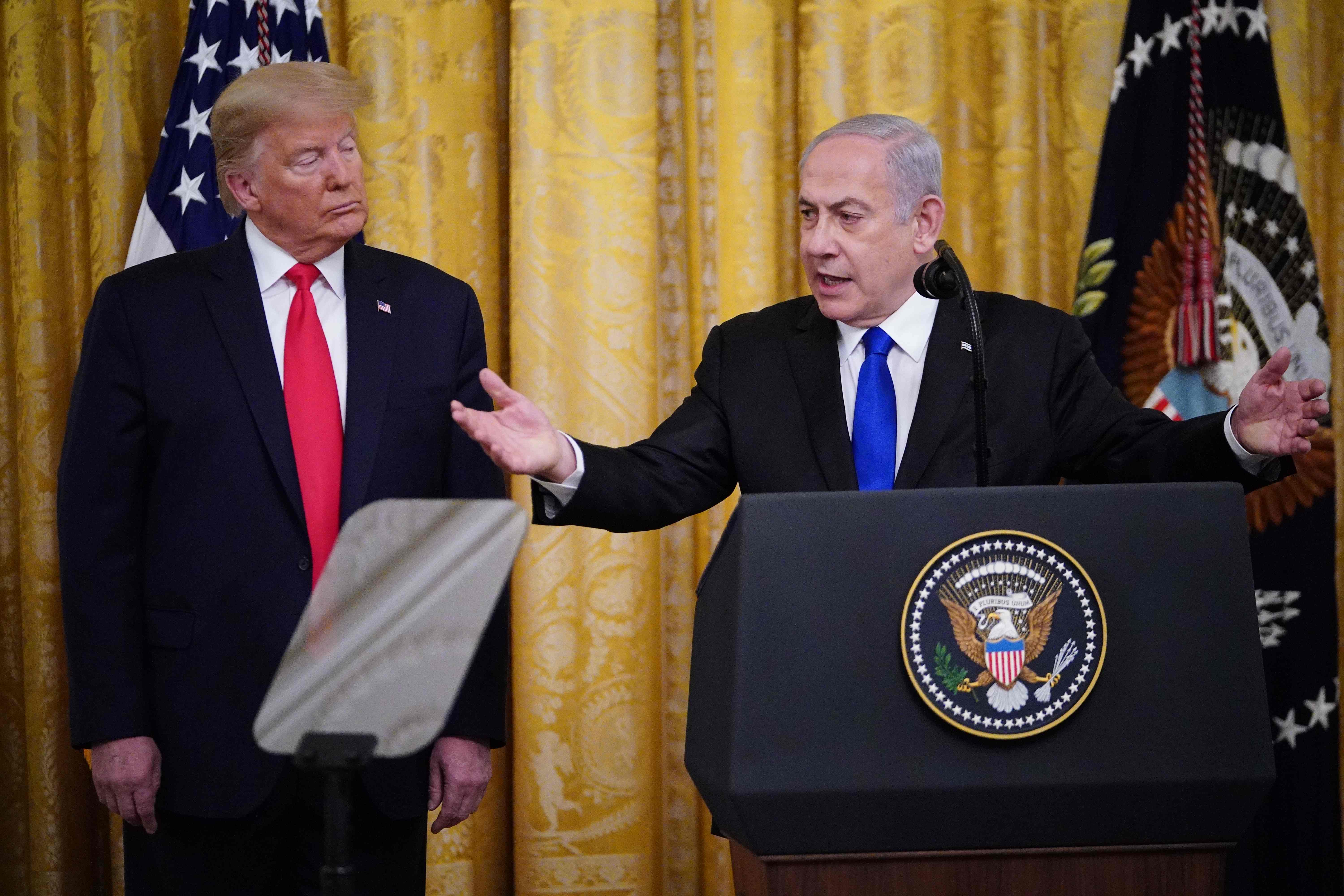 El presidente de Estados Unidos, Donald Trump, y el primer ministro de Israel, Benjamin Netanyahu, se reunirán este lunes en la Casa Blanca. Foto: