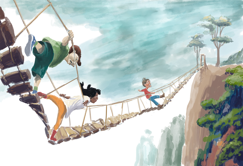 1. El trío de los miedosos. Ilustración de Héctor Gamboa.