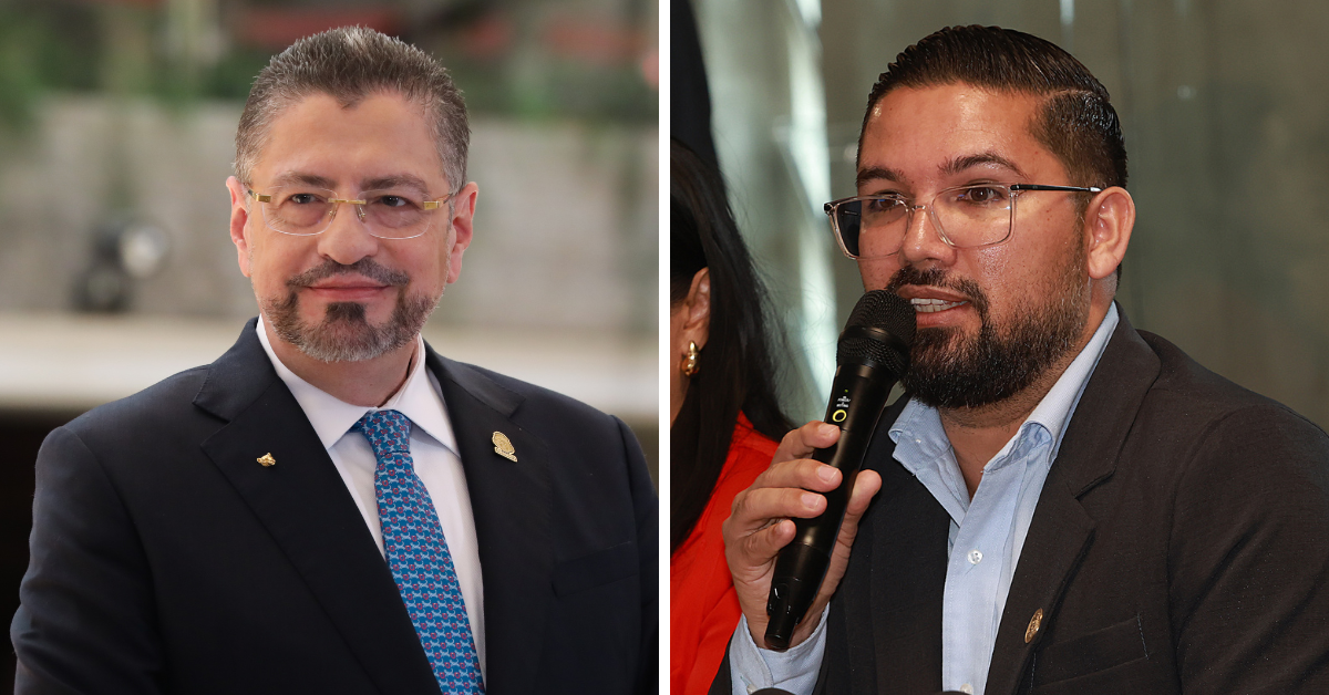 Rodrigo Chaves, presidente de la República, y el alcalde de Paraíso, Michaell Álvarez.