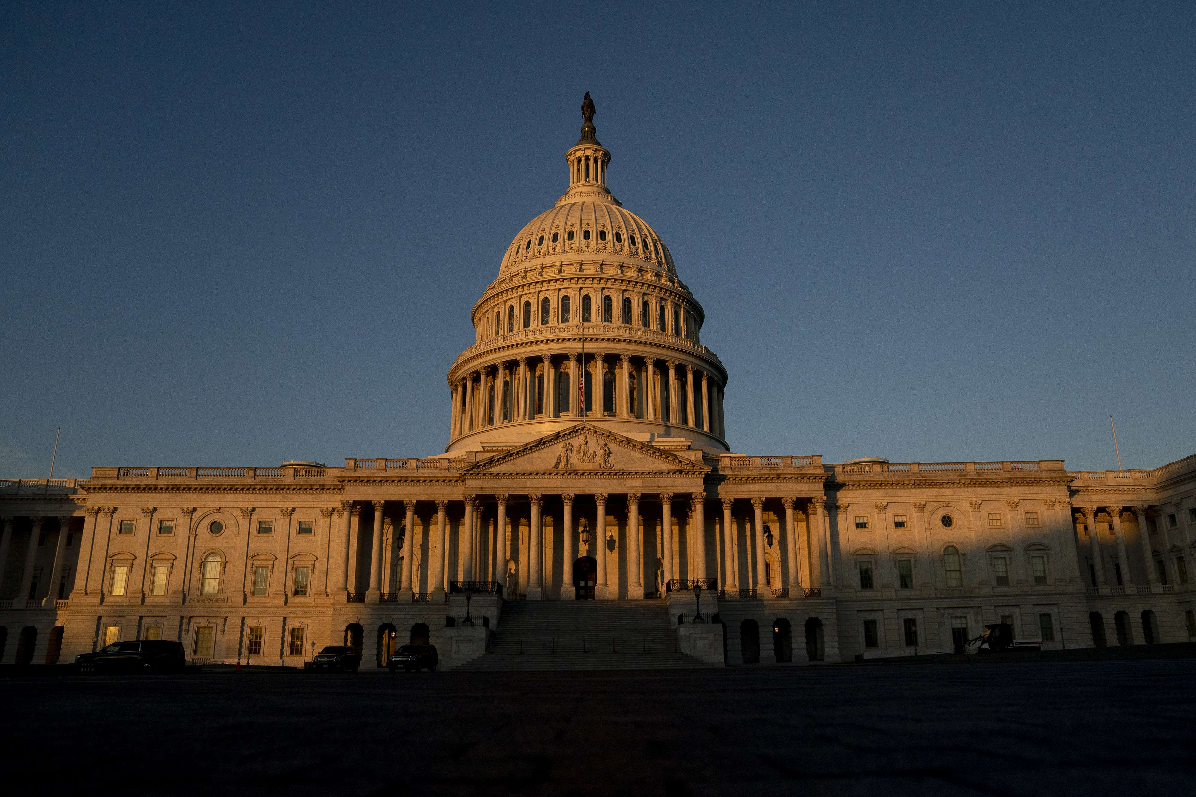 WASHINGTON, DC - JANUARY 13: The U.S. Capitol stands on January 13, 2021 in Washington, DC. The House of Representatives is expected to vote to impeach President Donald Trump later today, after Vice President Mike Pence declined to use the 25th amendment to remove him from office after protestors breached the U.S. Capitol last week. Stefani Reynolds/Getty Images/AFP
== FOR NEWSPAPERS, INTERNET, TELCOS & TELEVISION USE ONLY ==