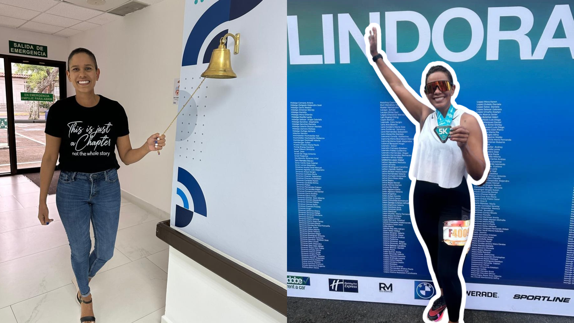 Lorena López, sobreviviente al cáncer de mama, logró completar una carrera de cinco kilómetros en medio de sus sesiones de quimioterapia y tras someterse a una mastectomía completa.