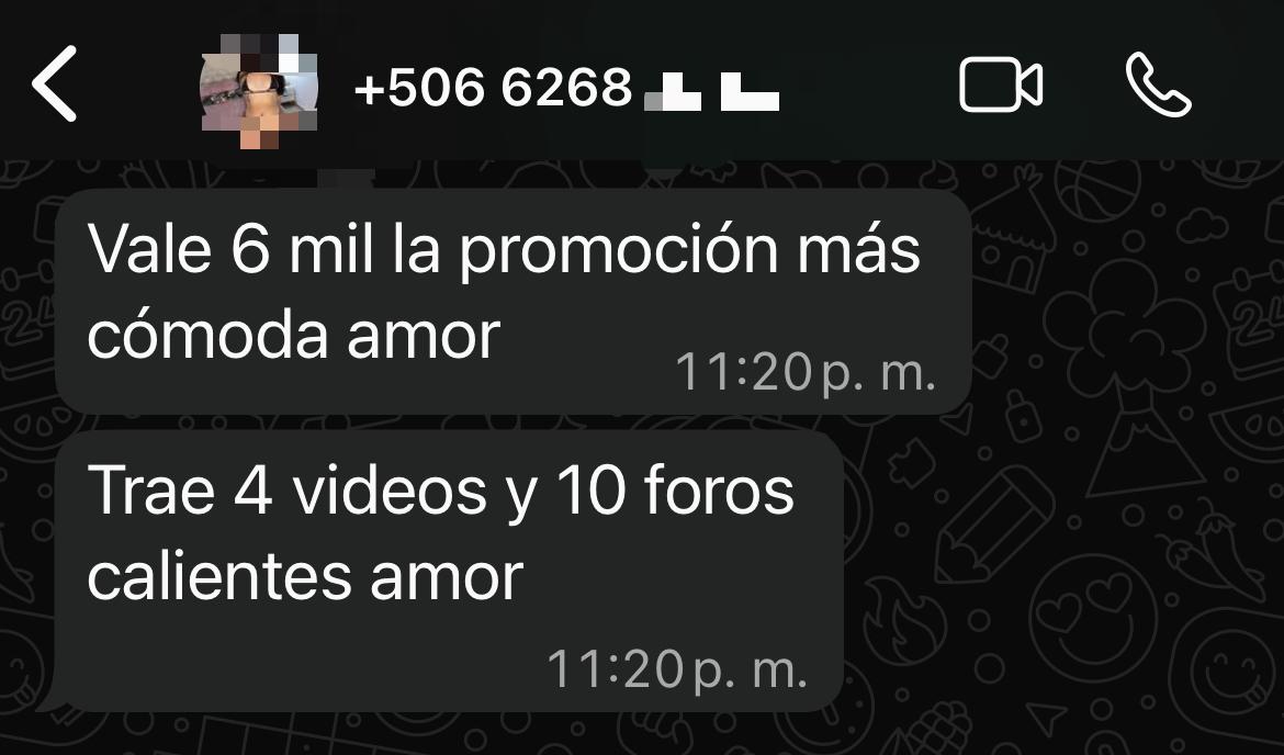 Durante el intercambio de mensajes con una supuesta joven que se dedica a la sextorsión, ofreció a un periodista de La Nación una promoción para enviar contenido íntimo.