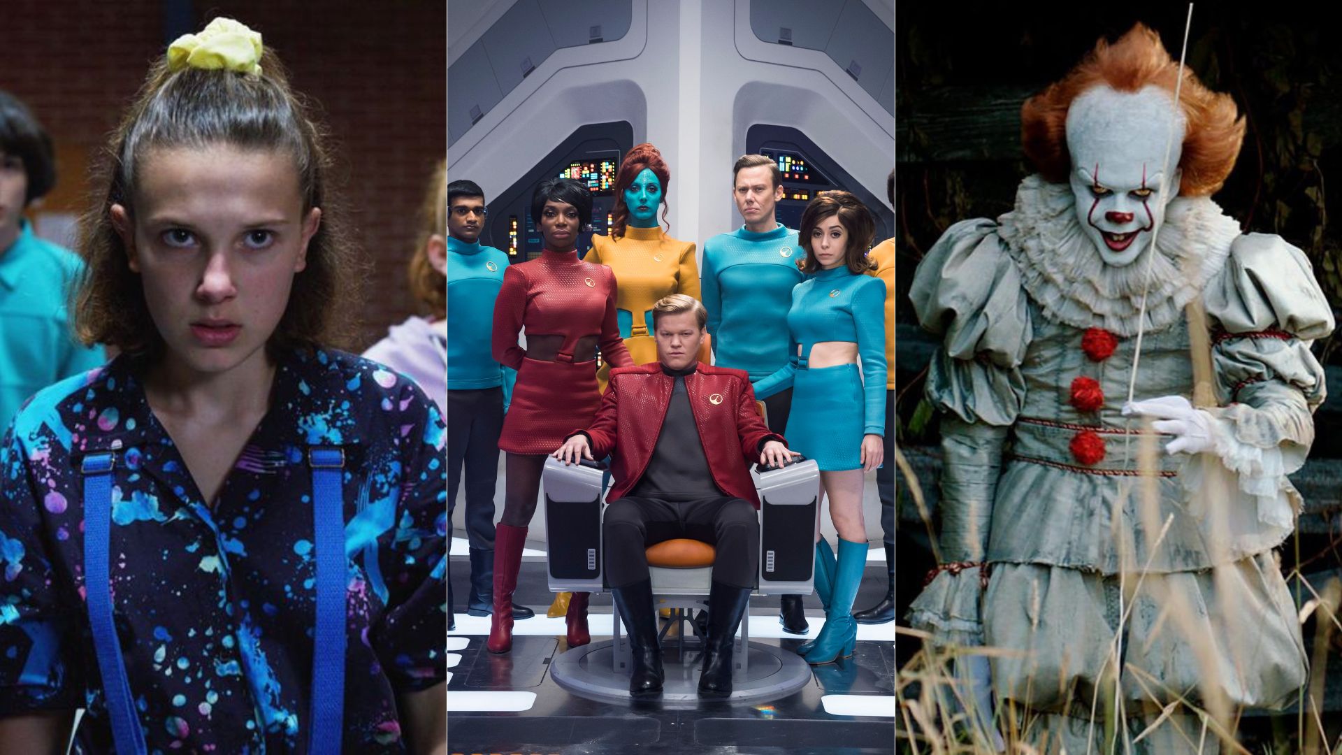 Imágenes de 'Stranger Things', 'Black Mirror' e 'IT'.