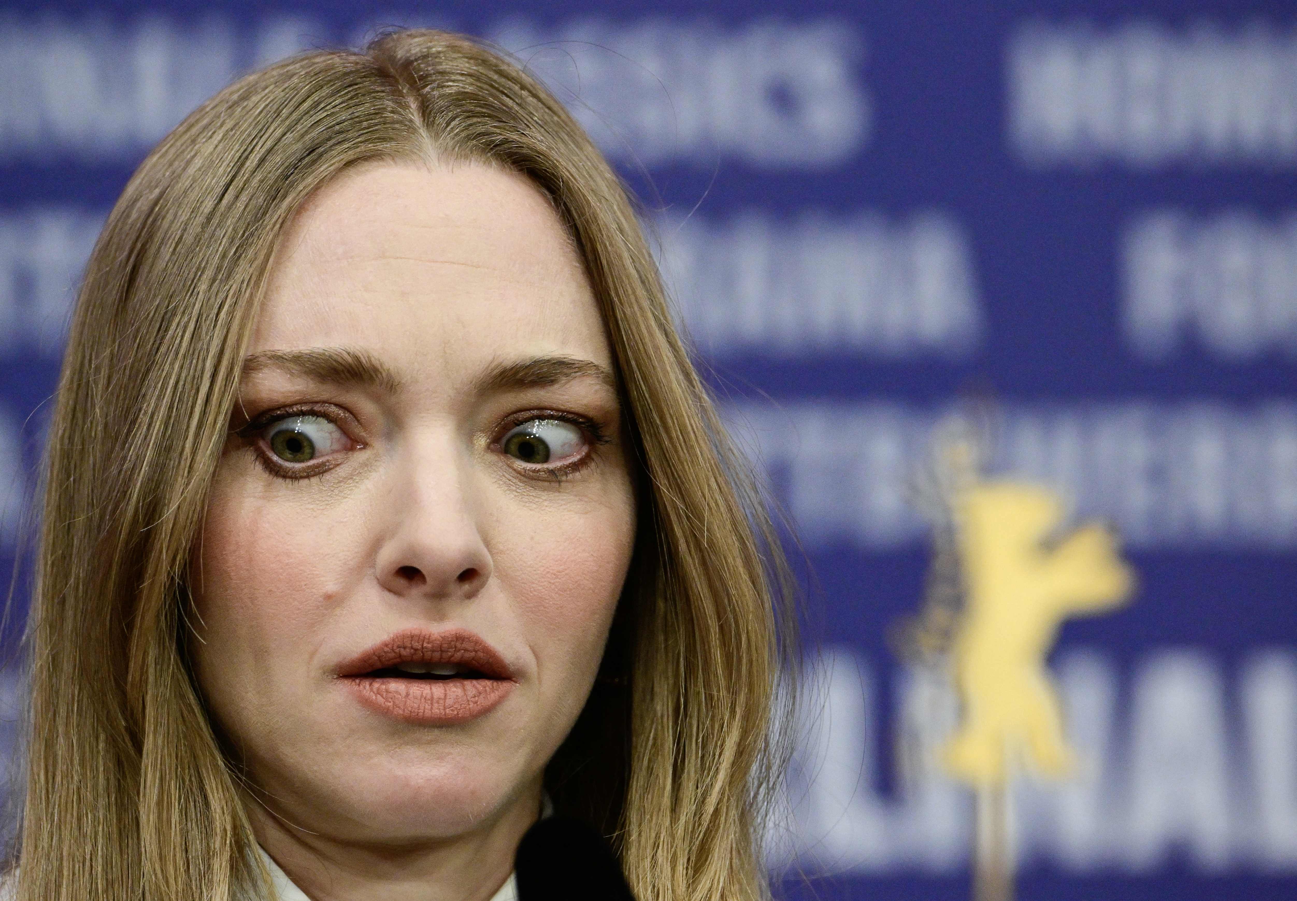 US actress Amanda Seyfried attends a press conference for the film "Seven Veils" presented in the Berlinale Special Gala section of the 74th Berlinale, Europe's first major film festival of the year, on February 22, 2024 in Berlin. (Photo by Tobias SCHWARZ / AFP)