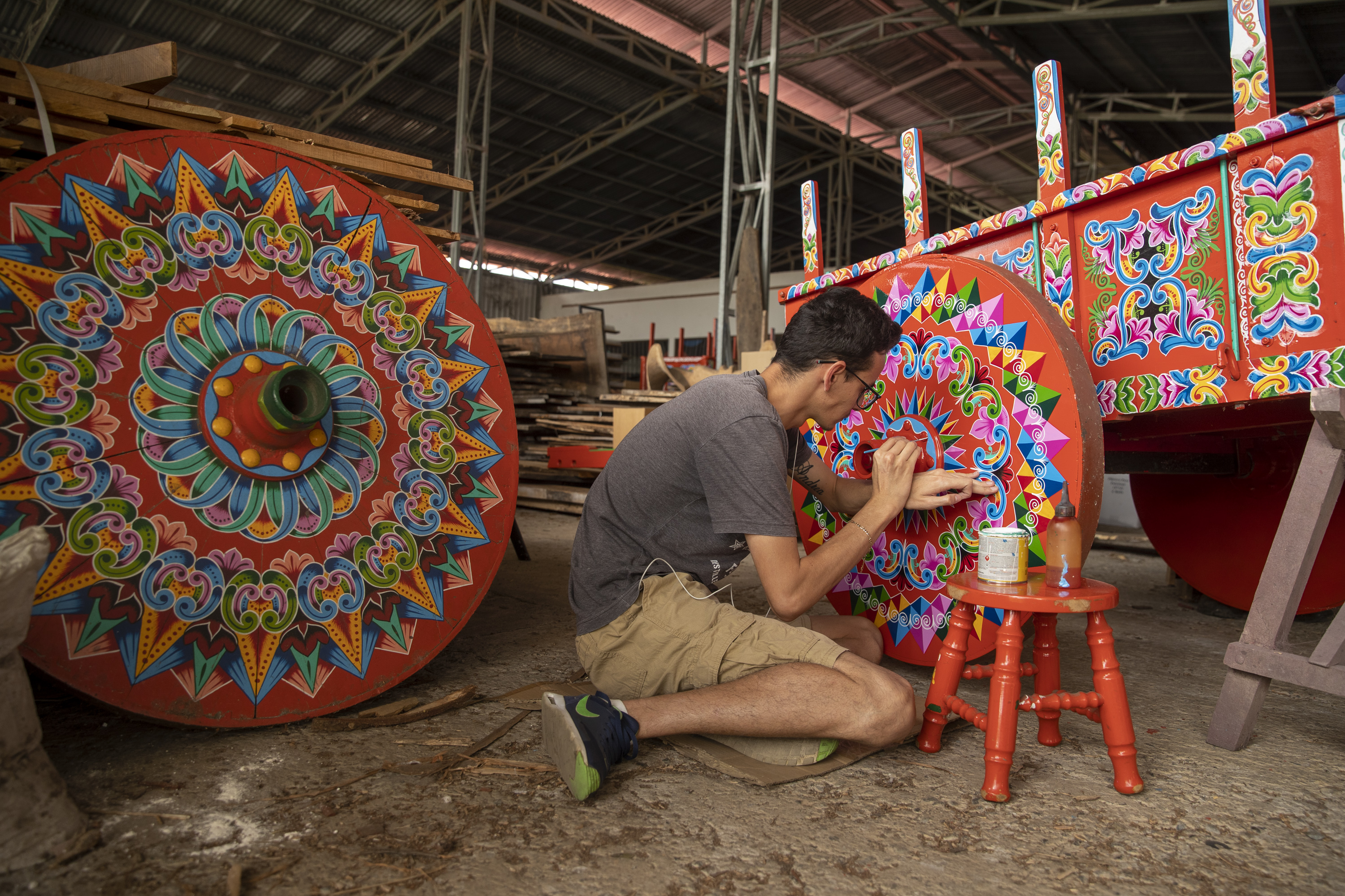 Eloy Alfaro Oxcart Factory and traditional painted cart in Sarchí