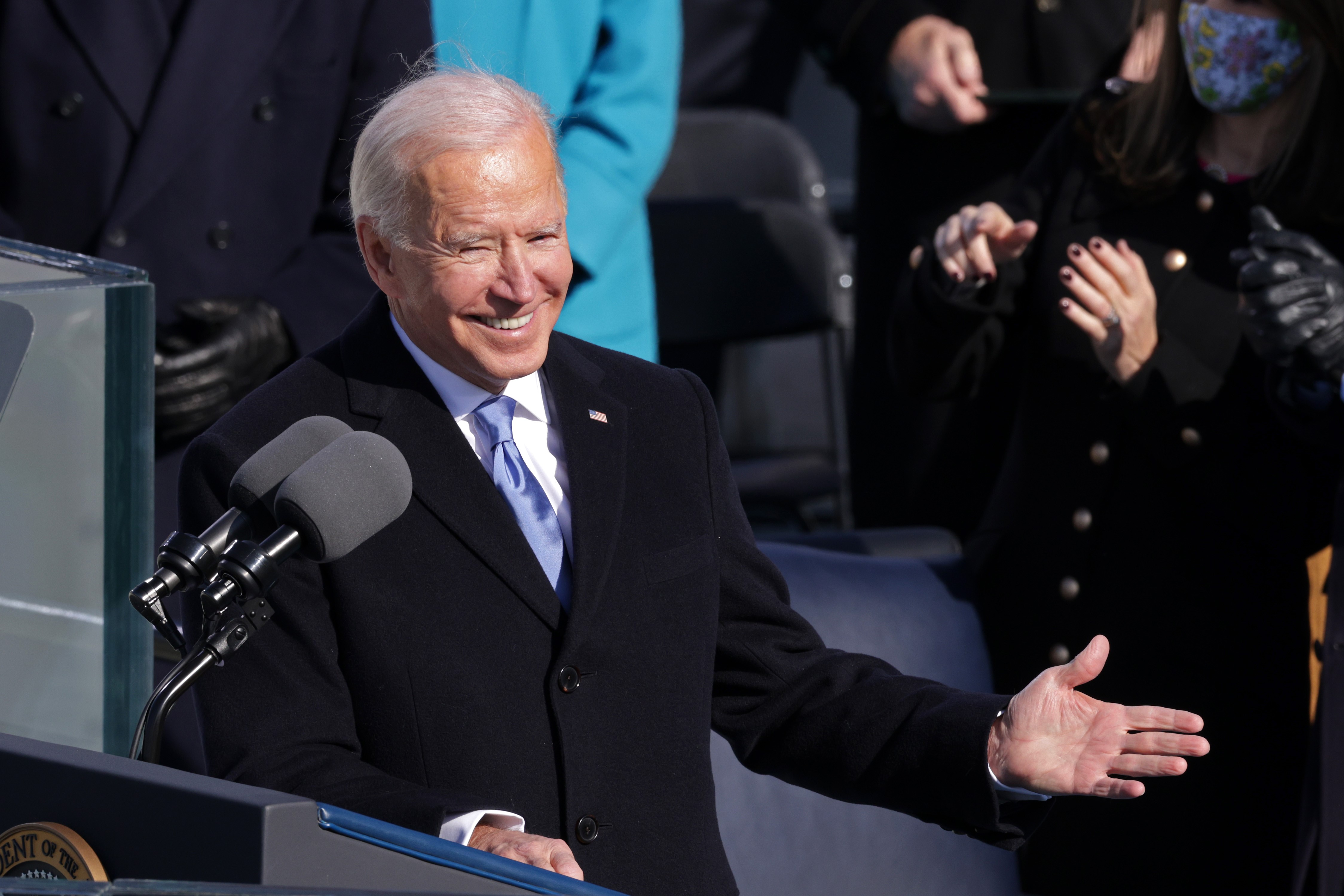 WASHINGTON, DC - JANUARY 20: U.S. President Joe Biden delivers his inaugural address on the West Front of the U.S. Capitol on January 20, 2021 in Washington, DC. During today's inauguration ceremony Joe Biden becomes the 46th president of the United States. Alex Wong/Getty Images/AFP
== FOR NEWSPAPERS, INTERNET, TELCOS & TELEVISION USE ONLY ==