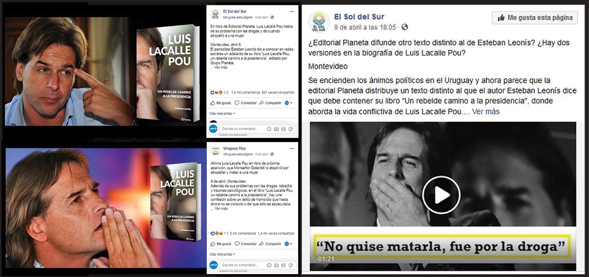 Publicaciones falsas sobre Luis Lacalle Pou. Foto: AFP