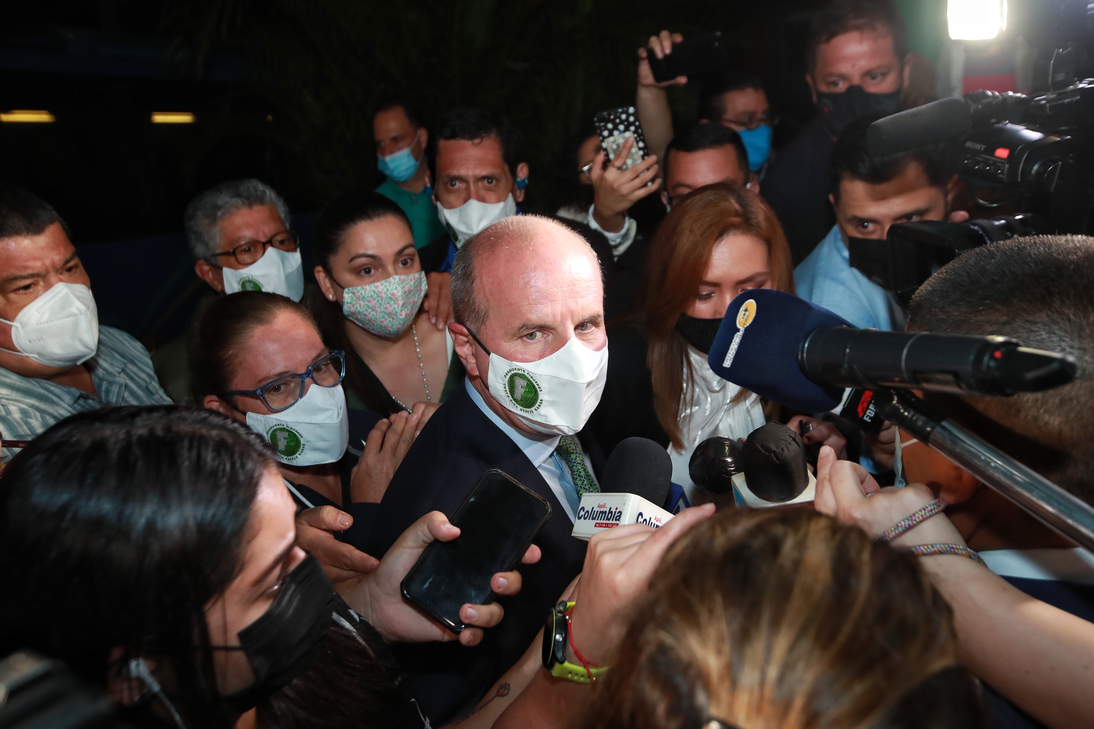 Llegada y discurso de José Maria Figueres ganador en la jornada electoral del PLN en el Balcón Verde / Fotografia: John Durán