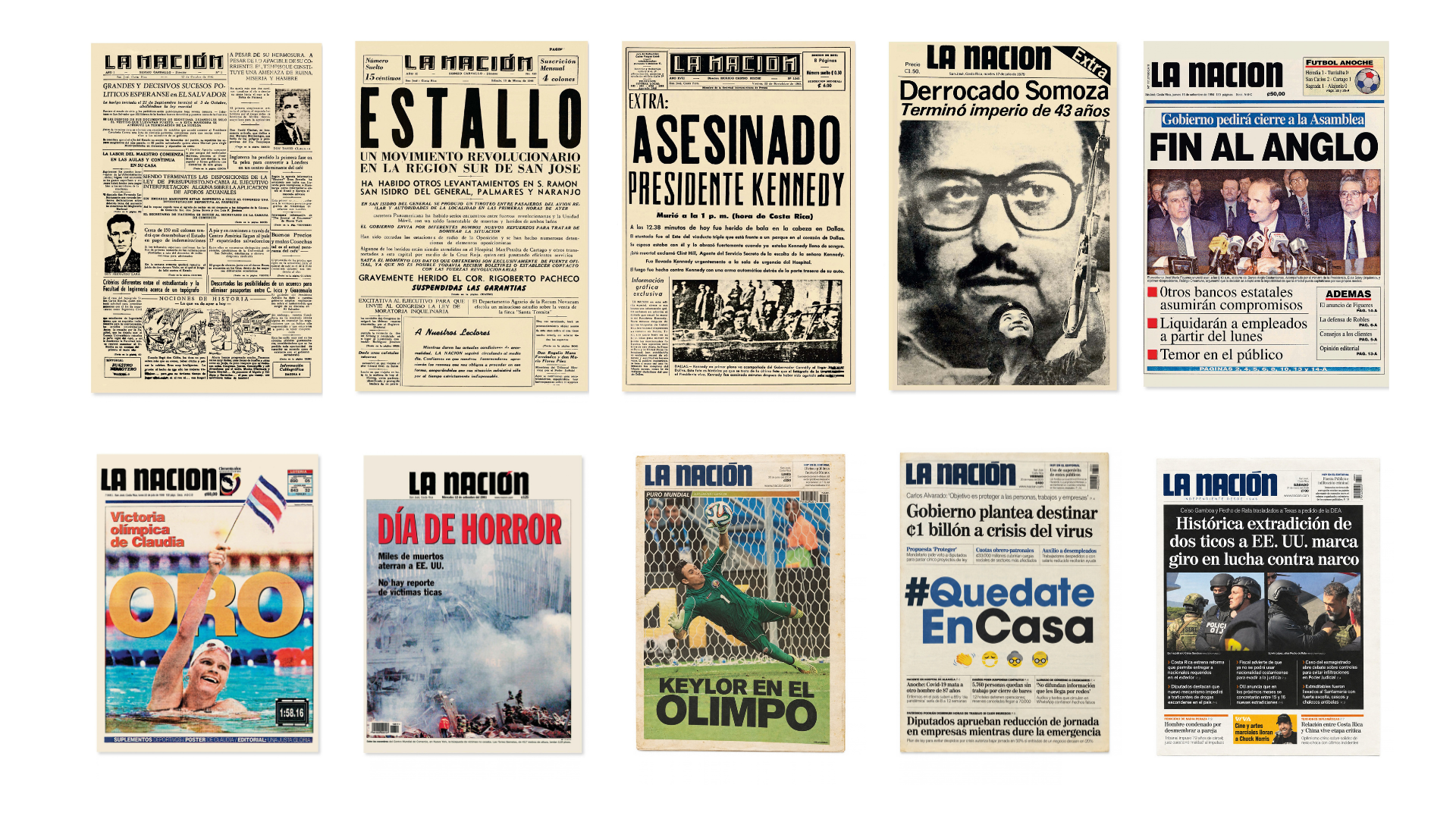 10 portadas de La Nación 1946-2026