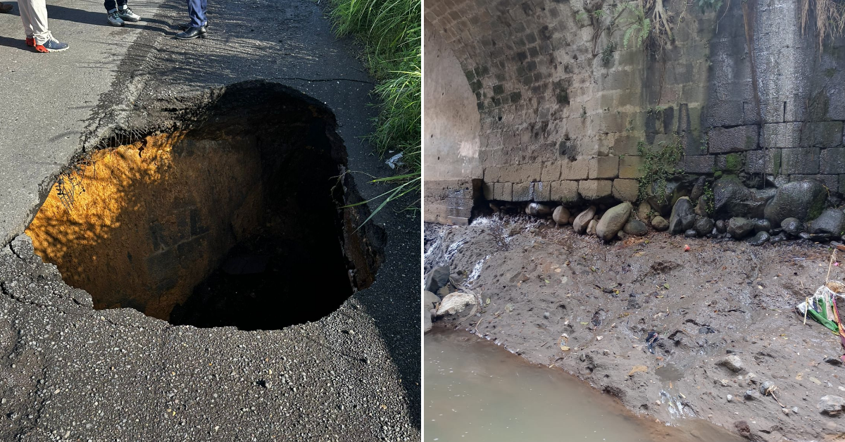 Daños en puentes de Taras y La Unión, en Cartago, provocados por las lluvias.