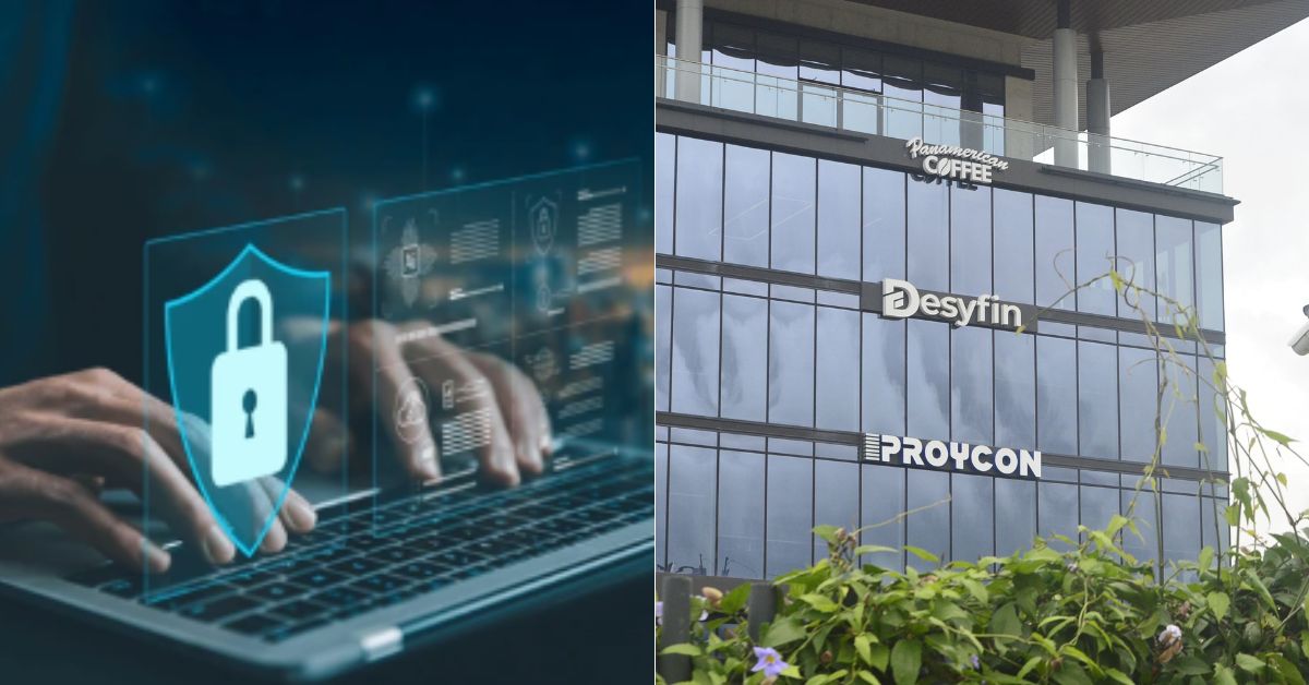 En la imagen, a la izquierda, una foto de stock que muestra un teclado y un candado. A la derecha, las oficinas centrales de Desyfin