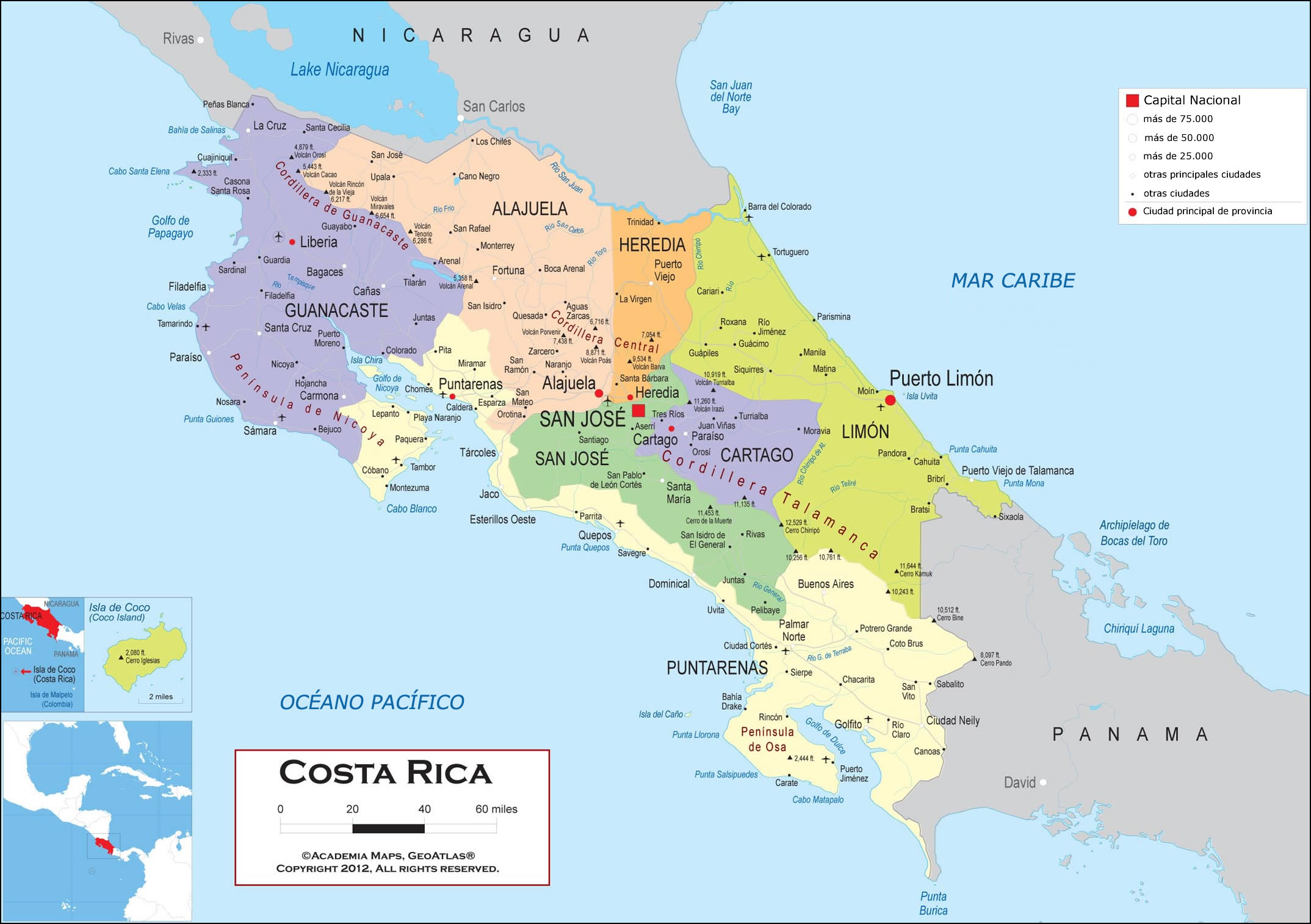 Mapa geopolítico de Costa Rica