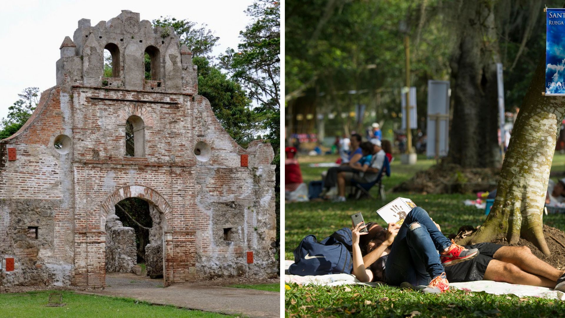La zona verde alrededor de las Ruinas de Ujarrás son adecuadas para relajarse, en un ambiente verde y familiar.