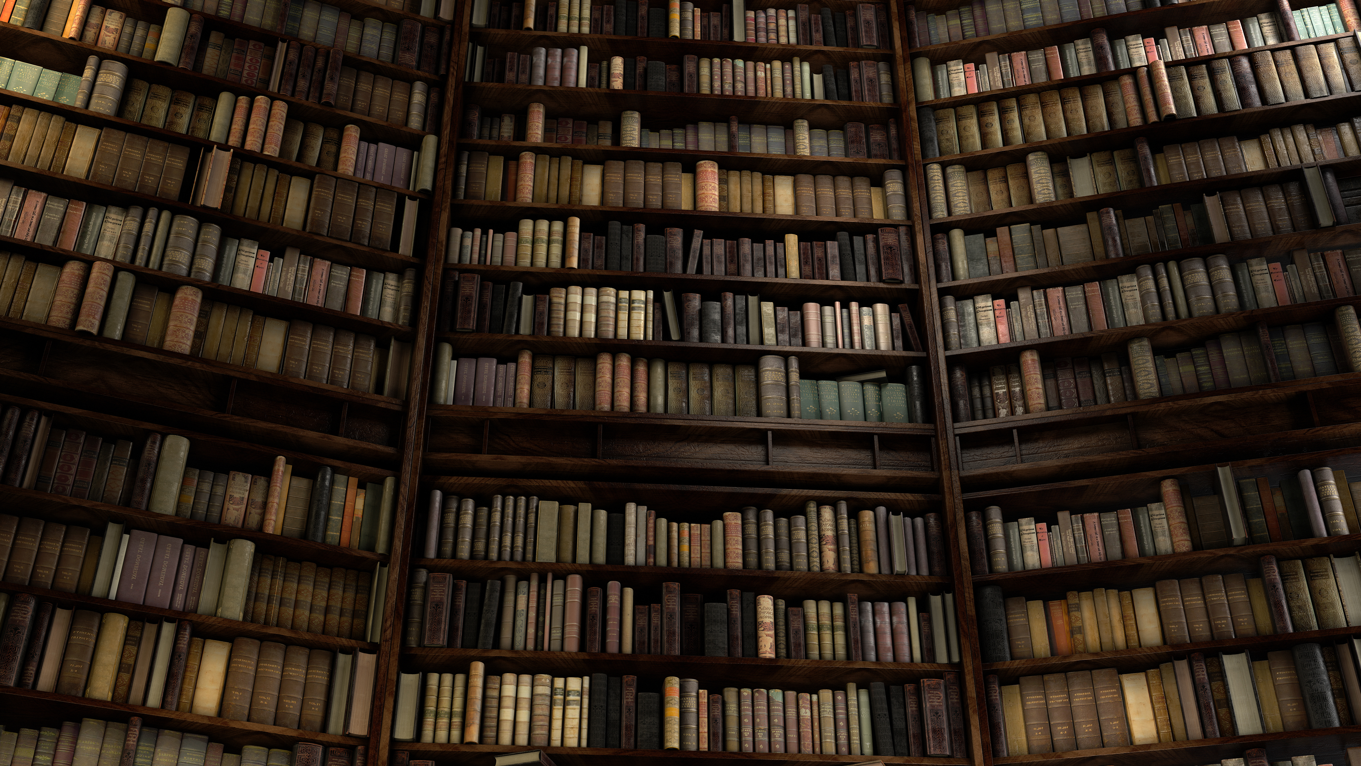 Antigua gran biblioteca con muchos estantes y miles de libros