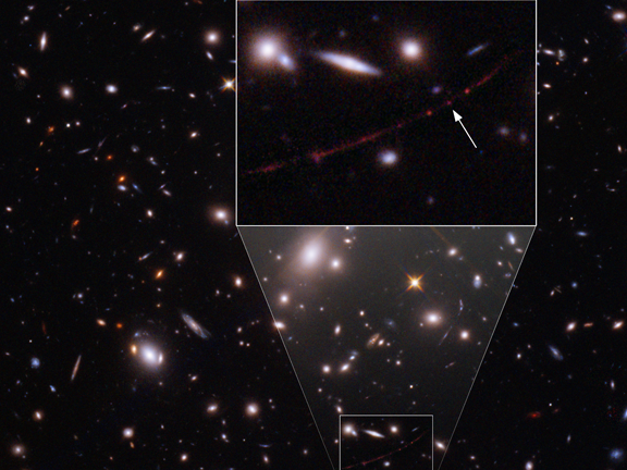 En esta imagen, el telescopio Hubble de la NASA muestra la estrella más distante de la Tierra, a 12,9 mil millones de años luz de nuestro planeta.
Fotografía: NASA