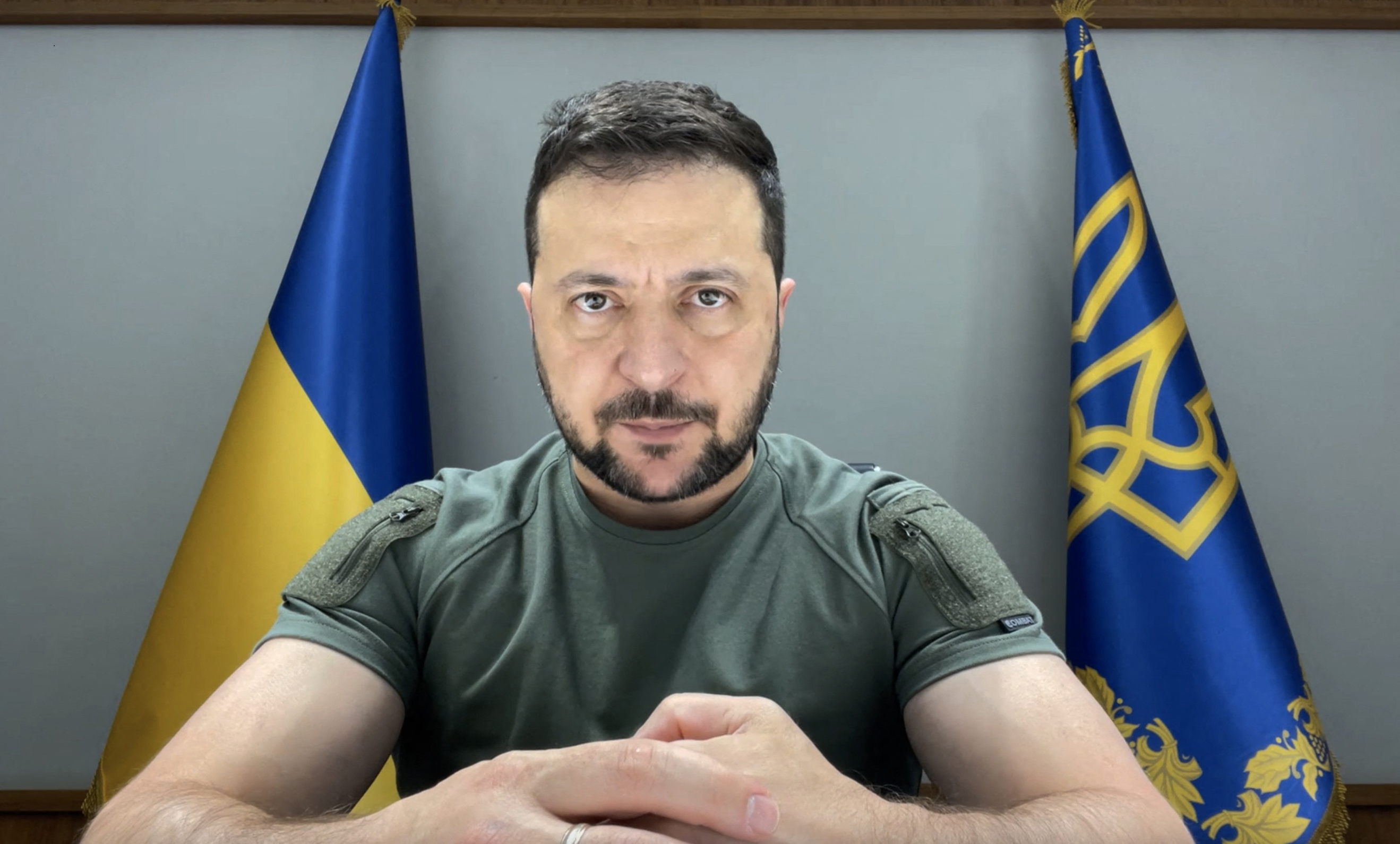This handout picture taken and released by the Ukrainian Presidential press-service on September 21, 2022 shows the President Volodymyr Zelensky speaking during his TV address in Kyiv. (Photo by Ukrainian presidential press-service / AFP) / RESTRICTED TO EDITORIAL USE - MANDATORY CREDIT "AFP PHOTO / Ukrainian Presidential press-service - NO MARKETING NO ADVERTISING CAMPAIGNS - DISTRIBUTED AS A SERVICE TO CLIENTS