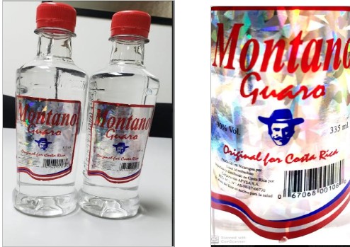 Guaro Montano adulterado. Foto: Ministerio de Salud